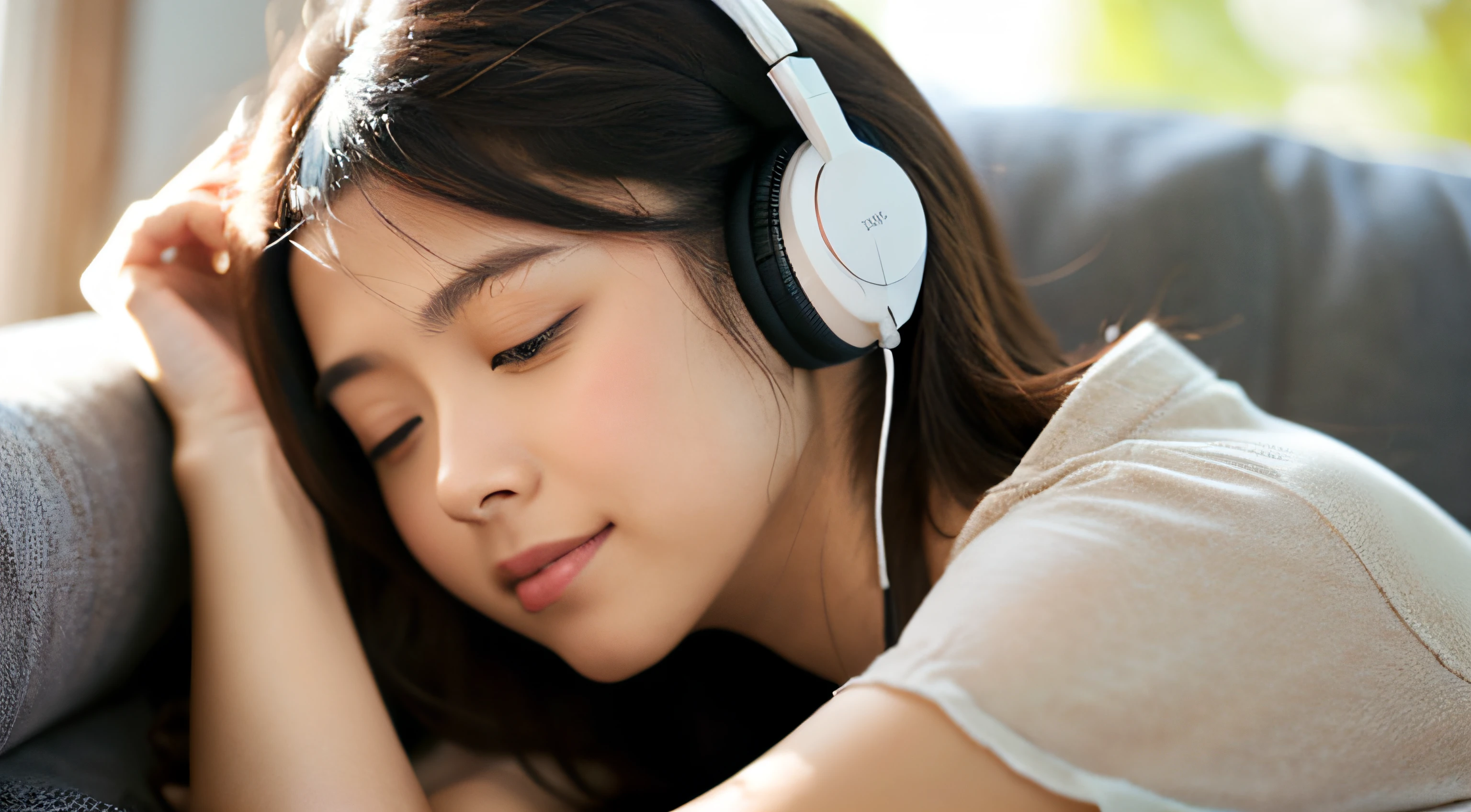 Woman listening to music、head phone、Relaxing