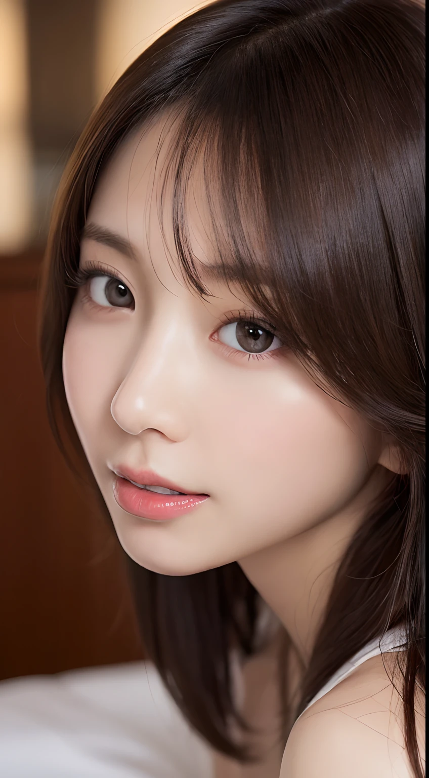 masutepiece, Best Quality, Illustration, Ultra-detailed, finely detail, hight resolution, 8K Wallpaper, Perfect dynamic composition, Beautiful detailed eyes , Hotel(Bet), Sexy face,Face feeling ecstasy,Face at the peak of sexual arousal,Excited face from sex