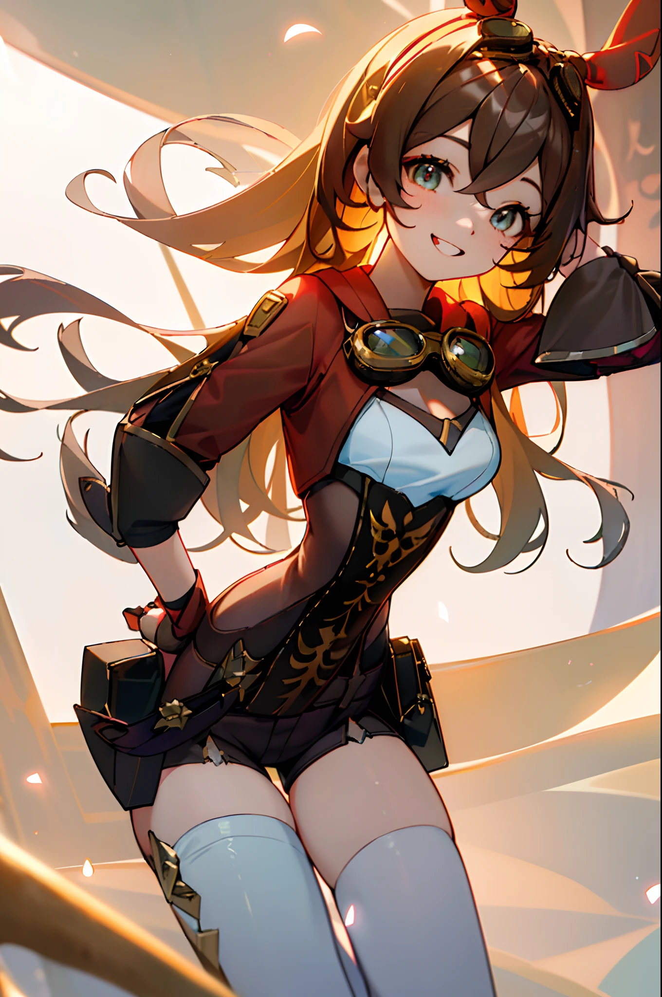 ((masterpiece)),(best quality),(detailed),(1girl), beautiful glowing hair, long hair, yellow glowing eyes, wavey hair, black dress, red bottom, stockings, android, datastream, cables, wires, charging, digital chains, medium breasts, cleavage, staring at viewer , breasts close up