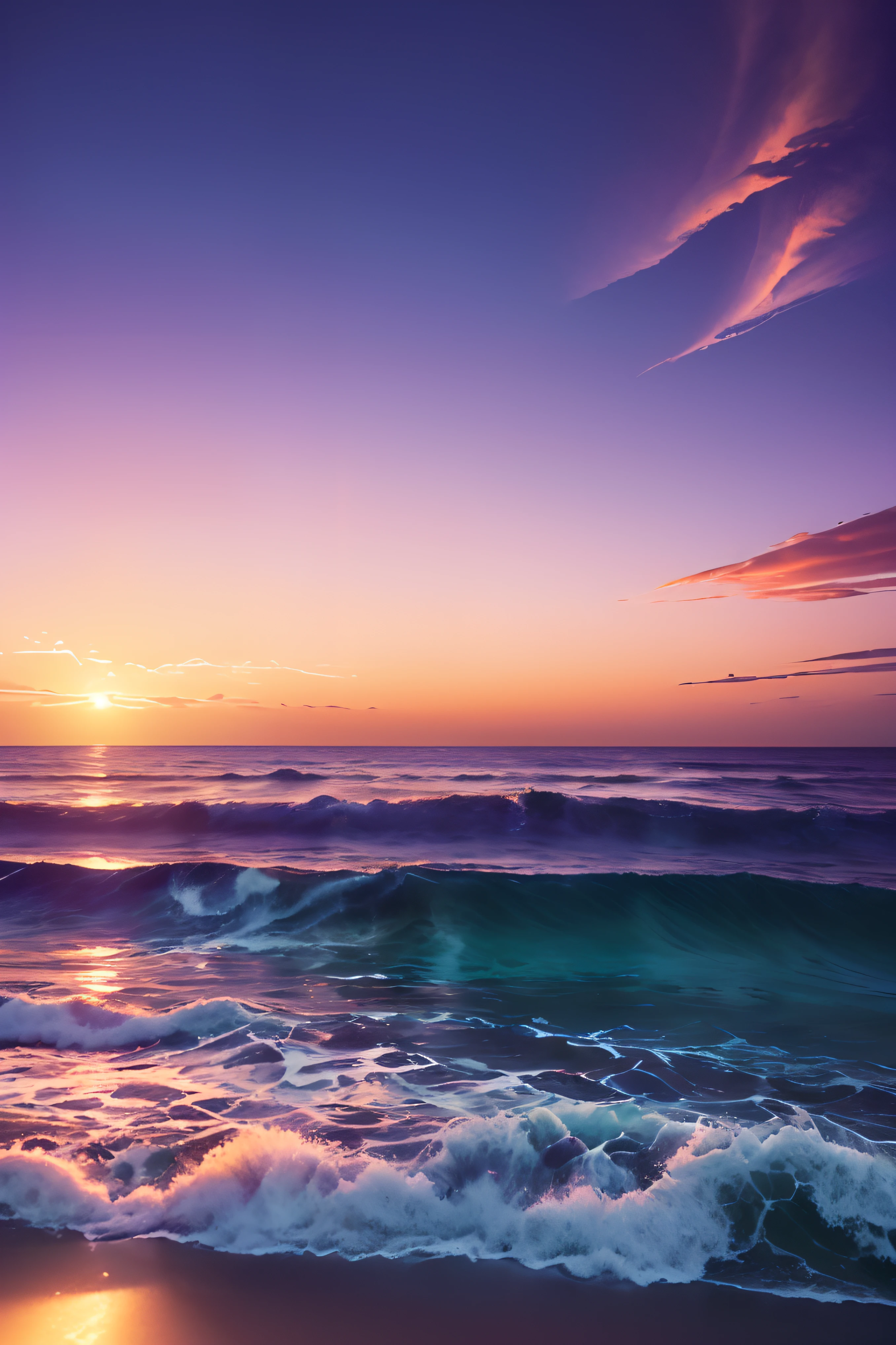 a purple and blue sunset over the ocean with waves, beautiful vibrant colors, beautiful colors, stunning colors, gorgeous colors, magical colours and atmosphere, breathtaking colors, amazing colors, magical colors and atmosphere, beautiful colours, vividly beautiful colors, amazing colours, moody beautiful colors, dreamy colors, beautiful colorful, very vibrant colors, colorful glow, vibrant moody colors