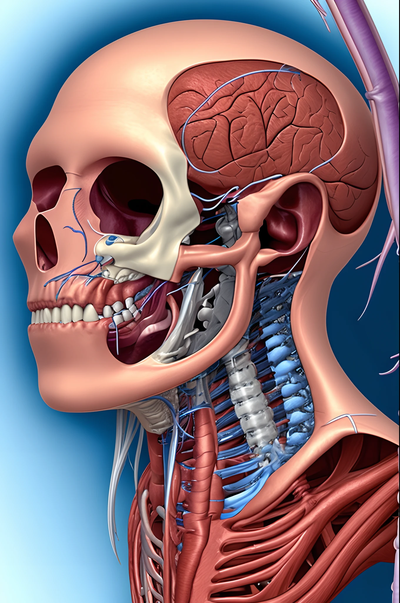 Facial nerve anatomy in a cadaver head