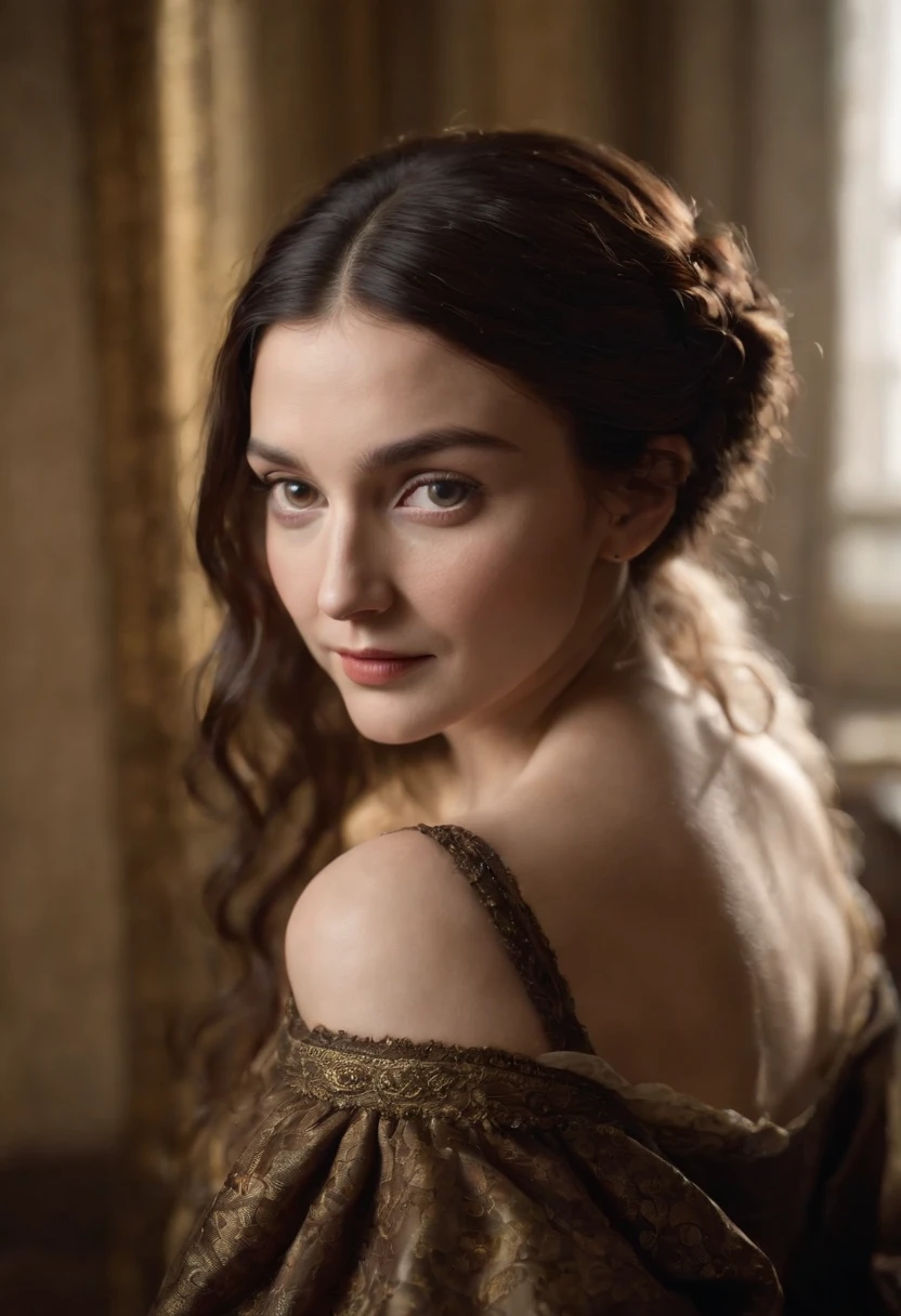 Mona Lisa,half updo,hair between eyes