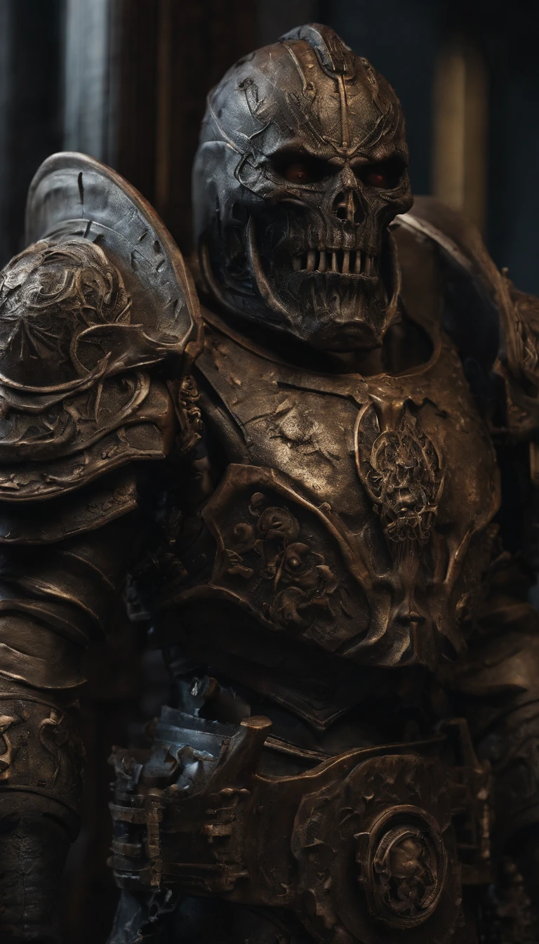 (Best quality,4K,A high resolution,Masterpiece:1.2),Ultra-detailed,Realistic,Horror,Sci-fi,Armor sculpture,Bloody sculptures,Detailed face and head,Inspired by Alexis Bricklot,Bloody fangs,Grotesque fantasy art,Alexis Bricklot(Alexis Bricklot)Inspired horror concept art,toxic,dark fantasy horror art,Detailed illustration in 4K,Armor sculpture,Full body portrait,creepy art