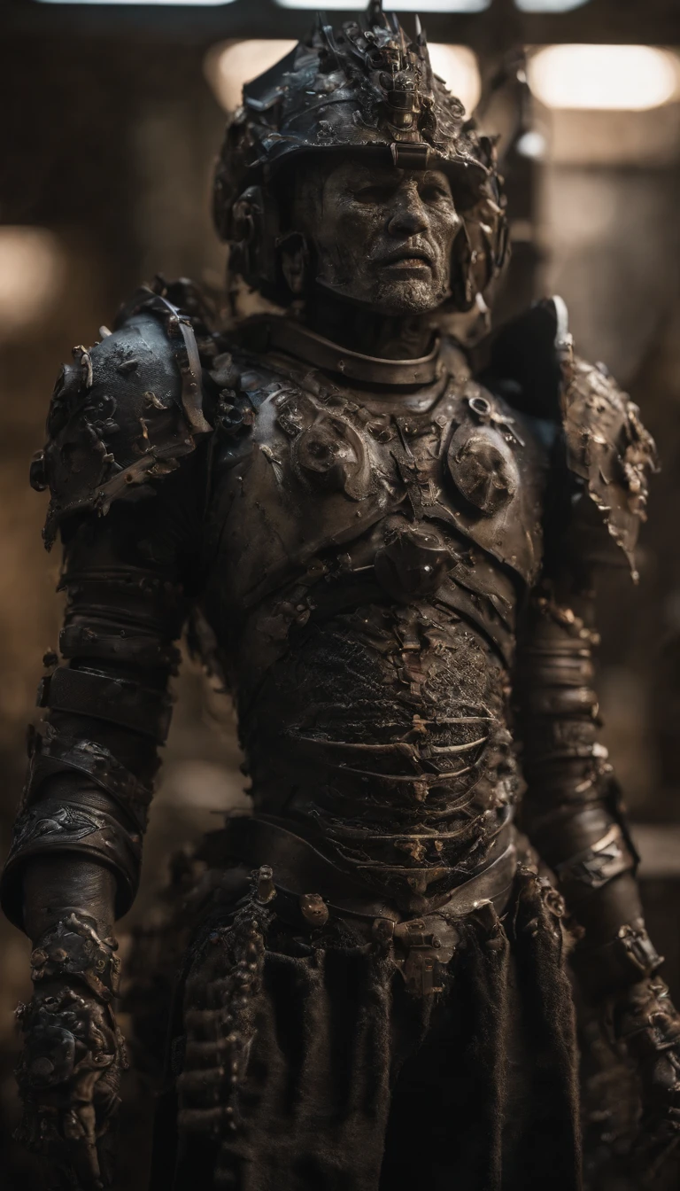 (Best quality,4K,A high resolution,Masterpiece:1.2),Ultra-detailed,Realistic,Horror,Sci-fi,Armor sculpture,Bloody sculptures,Detailed face and head,Inspired by Alexis Bricklot,Bloody fangs,Grotesque fantasy art,Alexis Bricklot（Alexis Bricklot）Inspired horror concept art,toxic,dark fantasy horror art,Detailed illustration in 4K,Armor sculpture,Full body portrait,creepy art