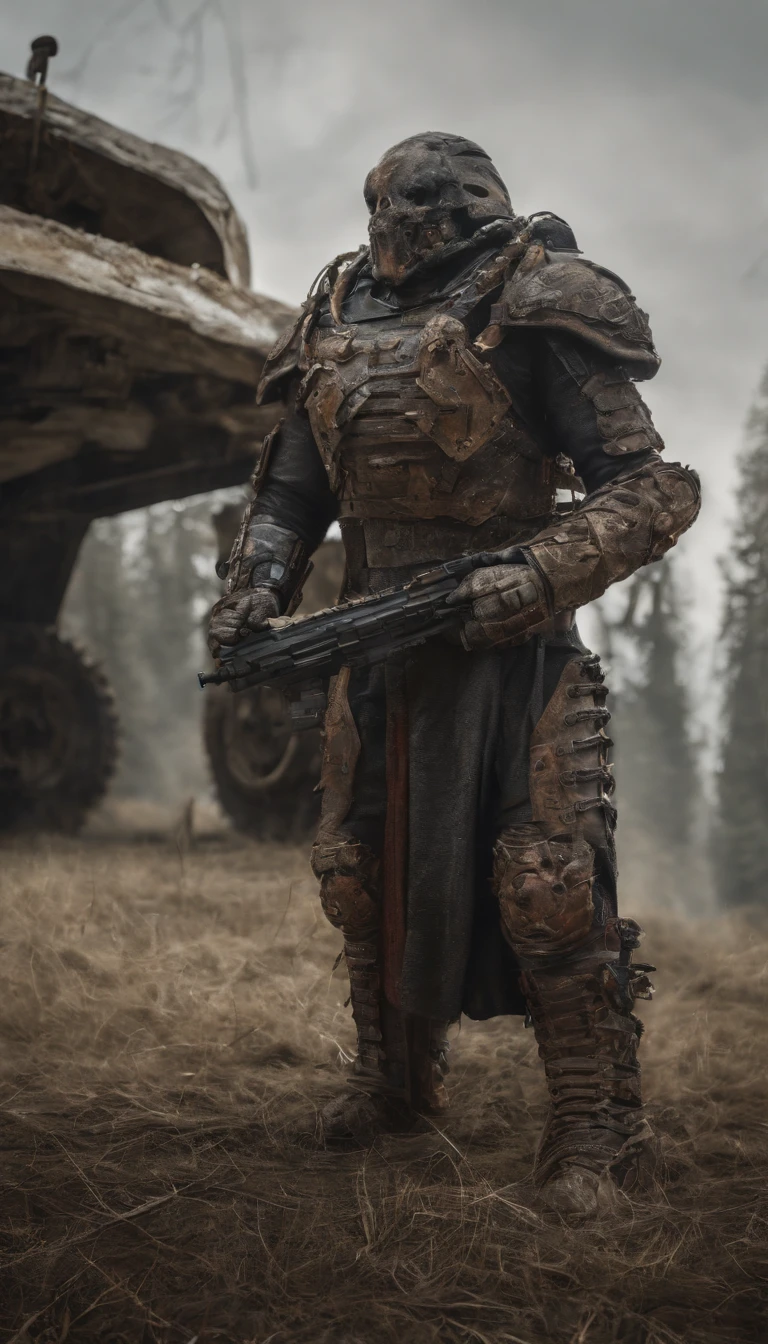 (best quality,4K,high resolution,masterpiece:1.2), ultra-detailed, realistic horror, sci-fi, armored sculpture, bloody sculpture, detailed facial and head features, inspired by Alexis Bricklot, bloody fangs, bizarre fantasy art, inspired by Alexis Bricklot's horror concept art, toxic, dark fantasy horror art, 4K detailed illustrations, armored sculpture, full-body portrait, chilling artwork