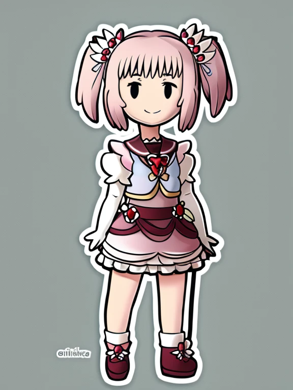 chibi,full body,standing, mamika, smile