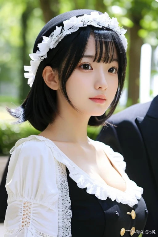 1girl in,huge-breasted, Black hair, High quality, ultra-detailliert, masutepiece, Realistic,santa claus,