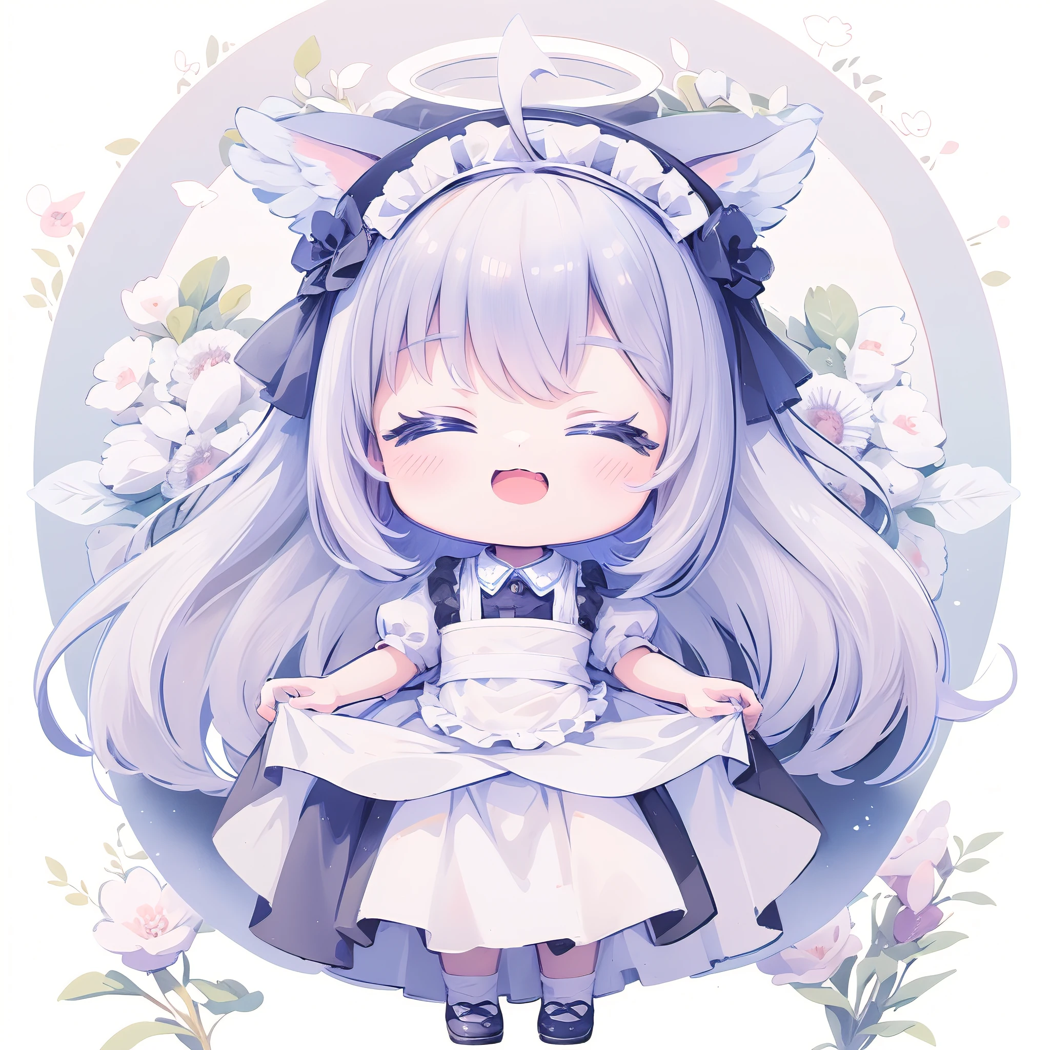 Anime characters with angel wings, Circle of Angels, anime girls in maid costumes, lolish, Lori, anime cat girl in a maid costume, small loli girl, maid clothes, pixiv, loli in dress, small curvy loli, Anime visuals of cute girls, a maid in a magical forest, Cute anime waifu in a nice dress