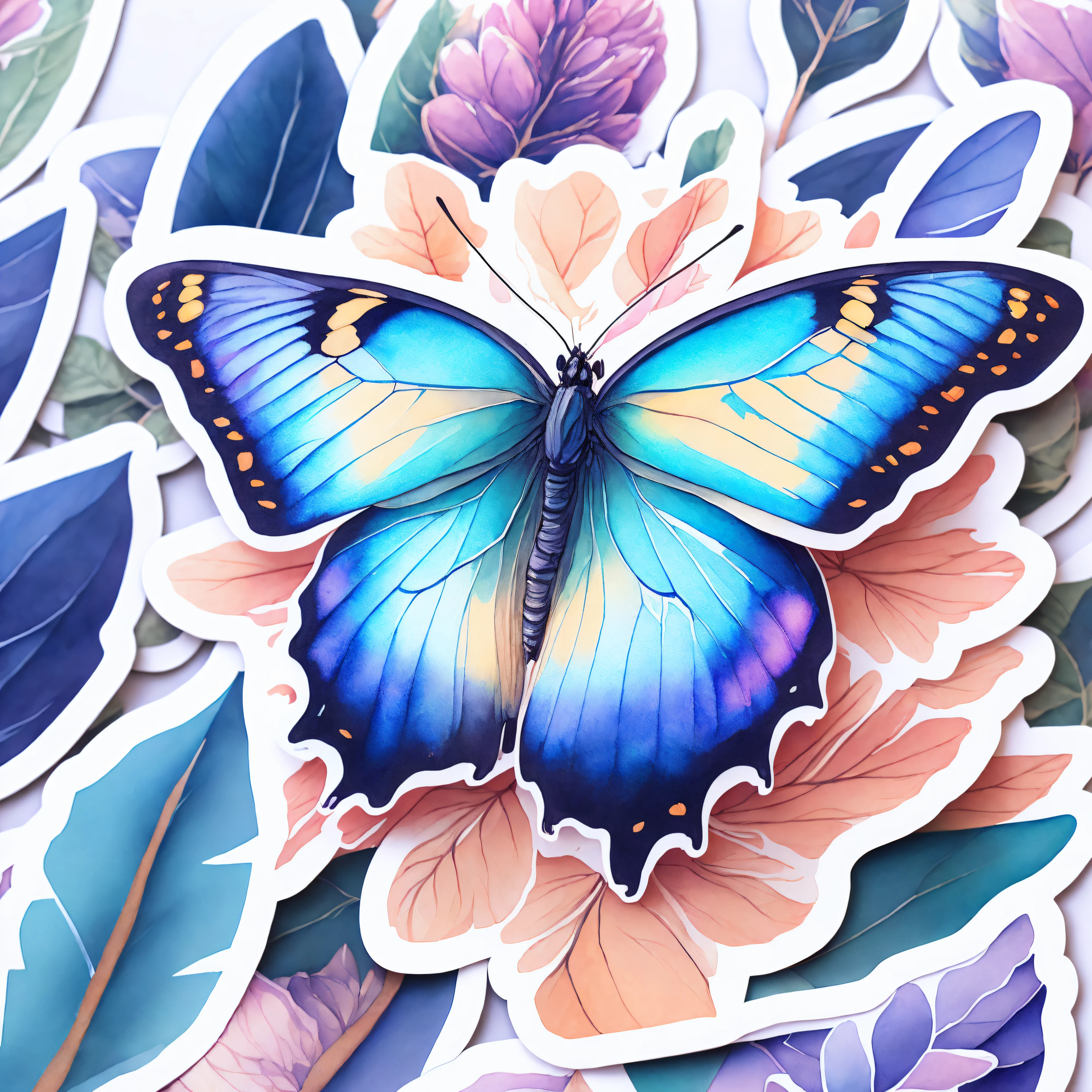 sticker of a butterfly, anime style, M Jenni style, digital illustration, comic style, approaching perfection, highly detailed, watercolor painting, concept art, pixar, smooth, sharp focus, illustration, 8k resolution,MG_ip