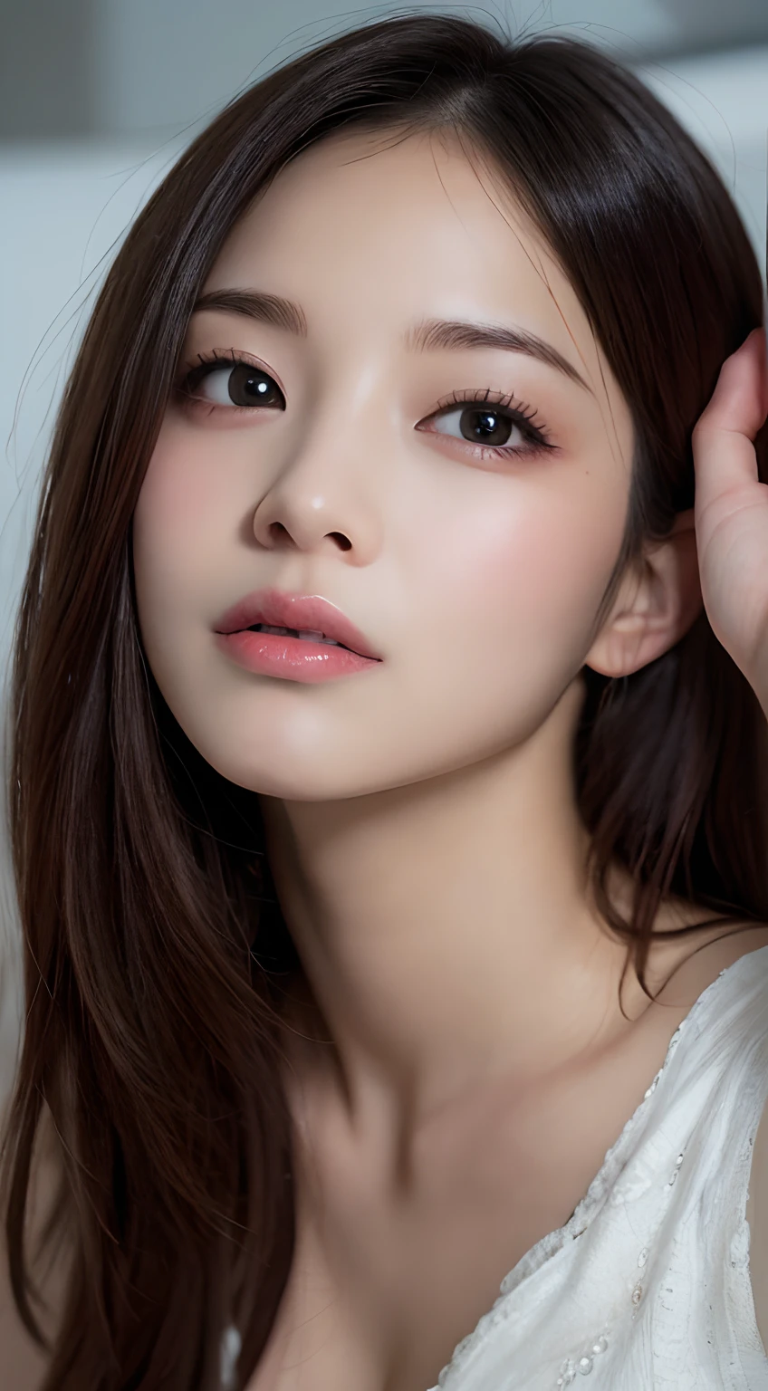 ((Highest quality, 8K, masterpiece :1.3)), Sensual woman, One girl, (Slim figure :1.2), Dark brown hair, (Outdoor, shirt, Shorts :1.1), Highly detailed face, Detailed lips, Fine grain, double eyelid,(Impossibly large breasts bigger than her face:1.75)