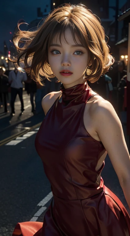 Mature look、a blonde girl、Blue eyes、20-year-old cute girl、20 year old Japan girl、Rose hair ornament、Black and red dress、turtle neck、Sleeveless、Vampire-like bewitching、Vampire-like charm、allure、「It depicts beauty。She moved freely in the darkness.、Dancing gracefully while feeling the power of the wind。
Transparent、Moonlight reflects。Less susceptible to gravity、Its movements are graceful and light。
Beauties can float in the sky。Her expression was calm and、Face that is、Face that is、Face that is、Face that is、It's like giving off a sense of liberation.. ...。