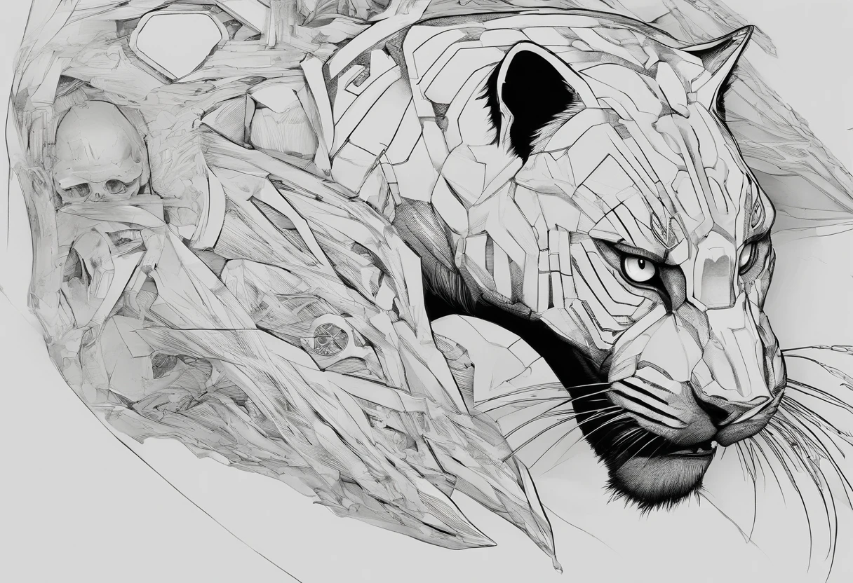 Black panther, bloom, animal head skull