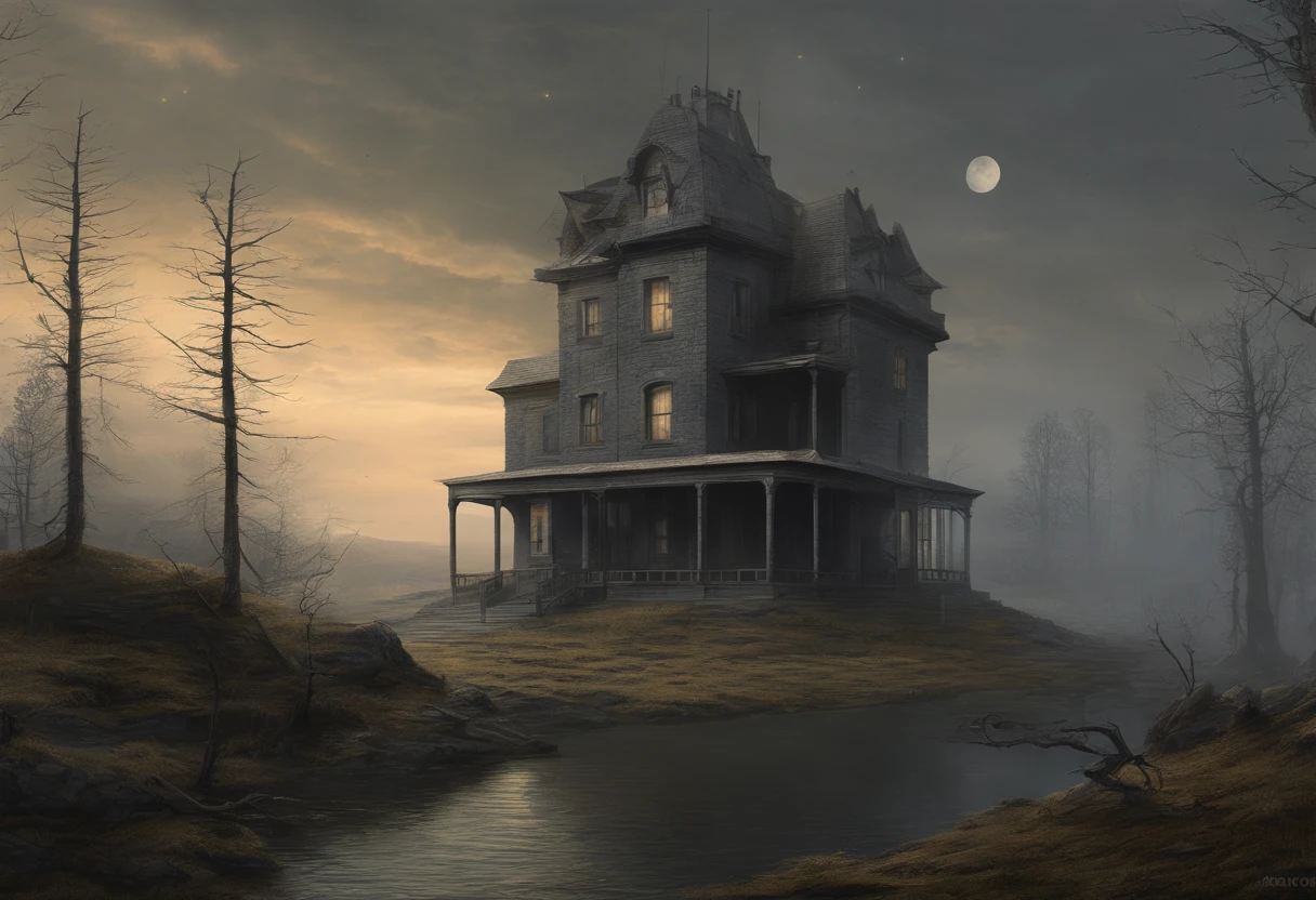 myst, de thomas kinkade, aron wiesenfeld y beksincki y adrianus eversen y GEDIMINAS PRANCKEVICIUS y escher, texturas intrincadamente refinadas, pintura mate detalla, color profundo, genial, detalles intrincados