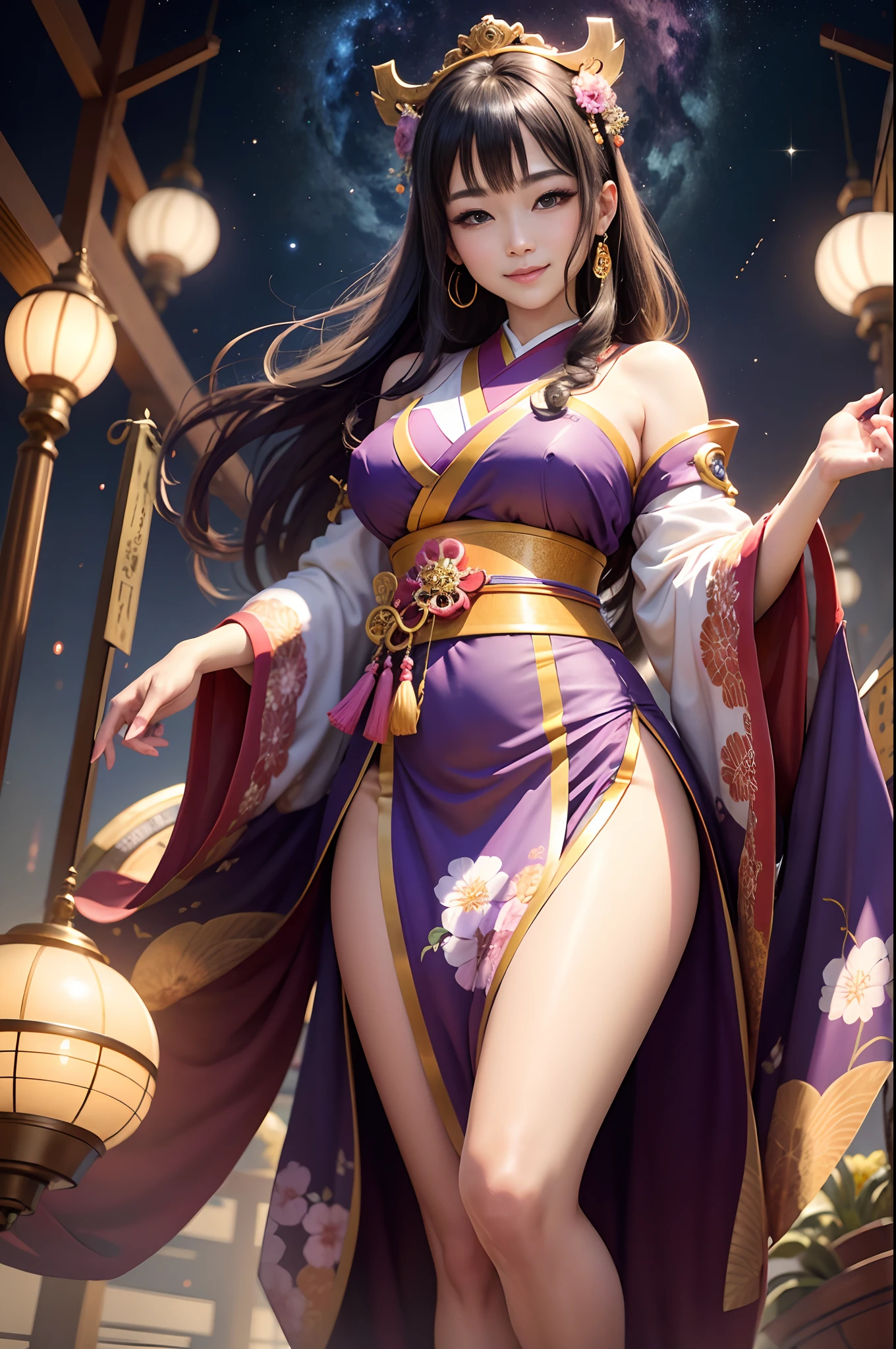 top-quality, masterpiece, 8K picture quality, High-density illustration, (Money luck good luck disease-free breath disaster々The goddess of Japan brings all the benefits), Advent from a fantastic space, Colorful colors, (Beautiful face), Illustrative rather than realistic, A smile that brings good luck to all mankind, (perfectly proportions), Looking at the camera from the front:1.2