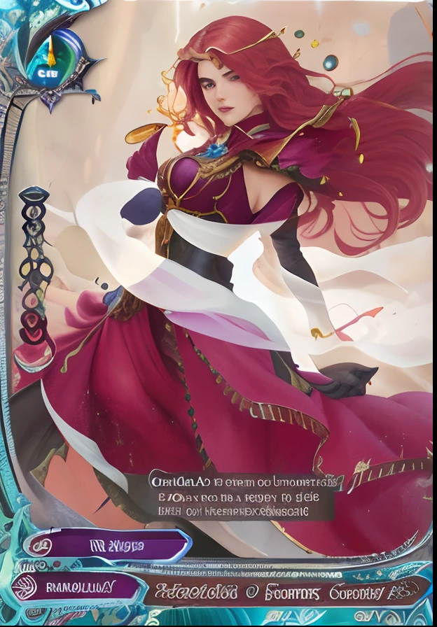 a close up of a card with a woman in a dress, shalltear bloodfallen, full art, rias gremory, the front of a trading card, full card design, trading card, maya ali as a wind mage, trading card fond, female magician, full portrait of elementalist, erza scarlet as a real person, front game card