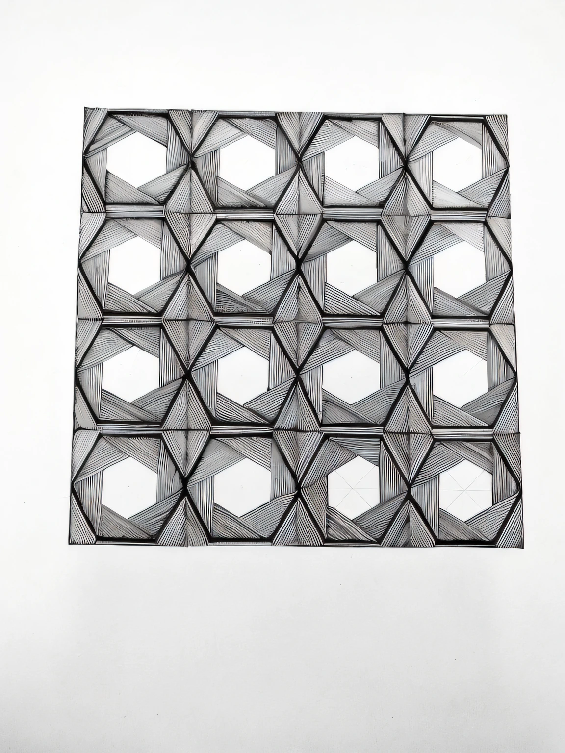 Arafed image of a black and white photograph of a geometric structure, hexagons, Inspired by M. c. Escher, Inspired by M.c. Escher, hexagonal, hexagonal pattern, Inspired by MC Escher, geometric forms, pen and ink on paper, MC Escher inlay, geometrical drawings