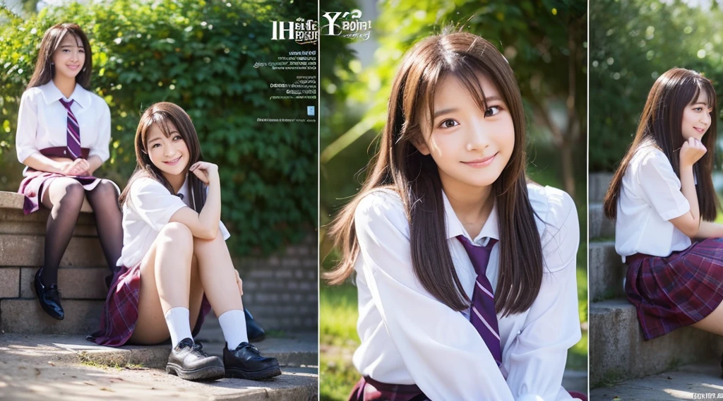 Sitting miniskirt high school girl