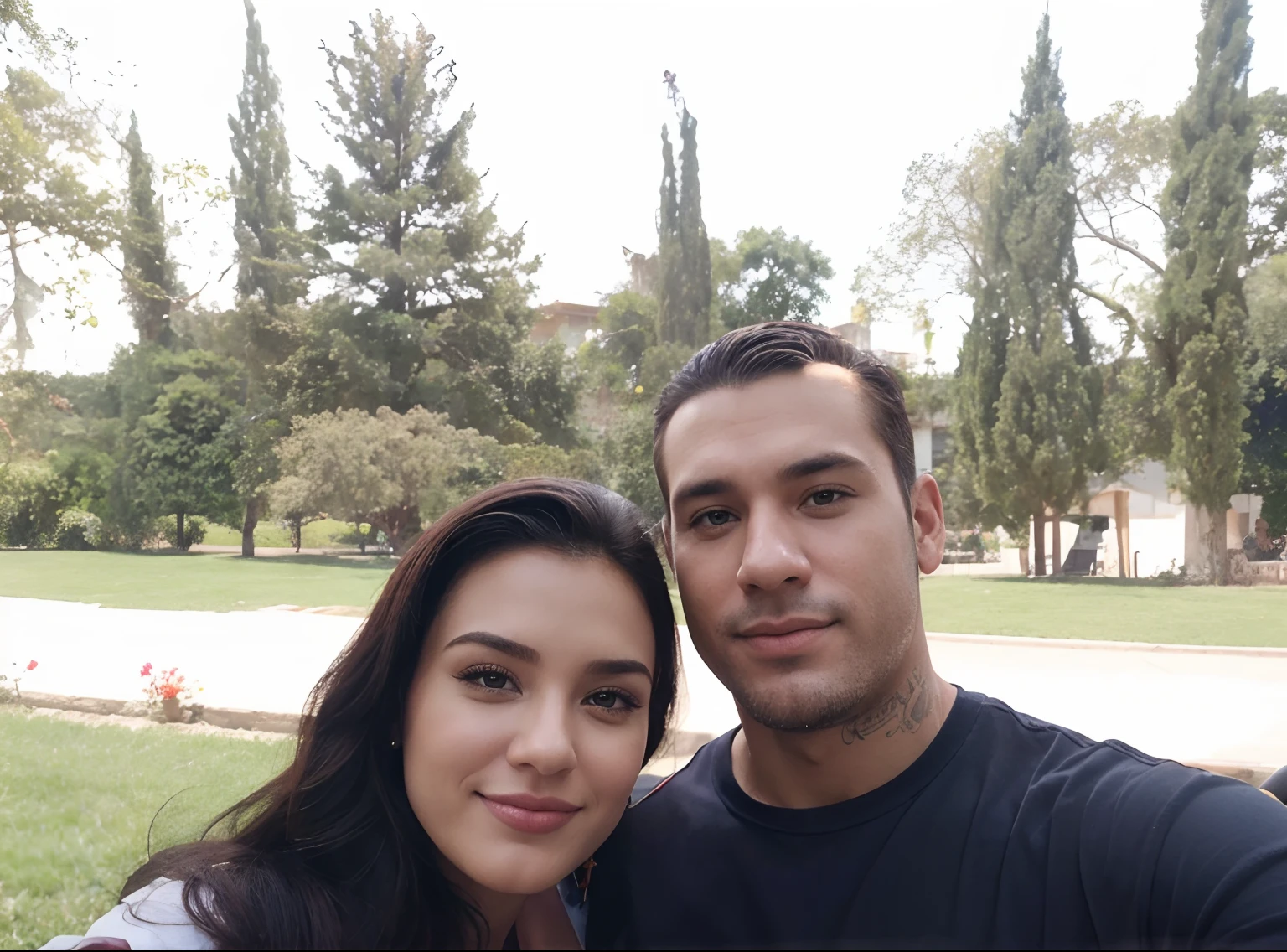 Casal (homem moreno e mulher branca) no estilo Disney Pixar, alta qualidade, melhor qualidade.