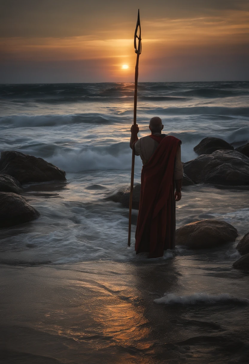 Moses holds his staff aloft、Reach out to sea、Dividing the sea in two。If so、Israelites、We were able to make our way through the dried up sea、The sea split in half、The sea splits in half、The seabed was bare、Exodus of Moses、Exodus of Moses