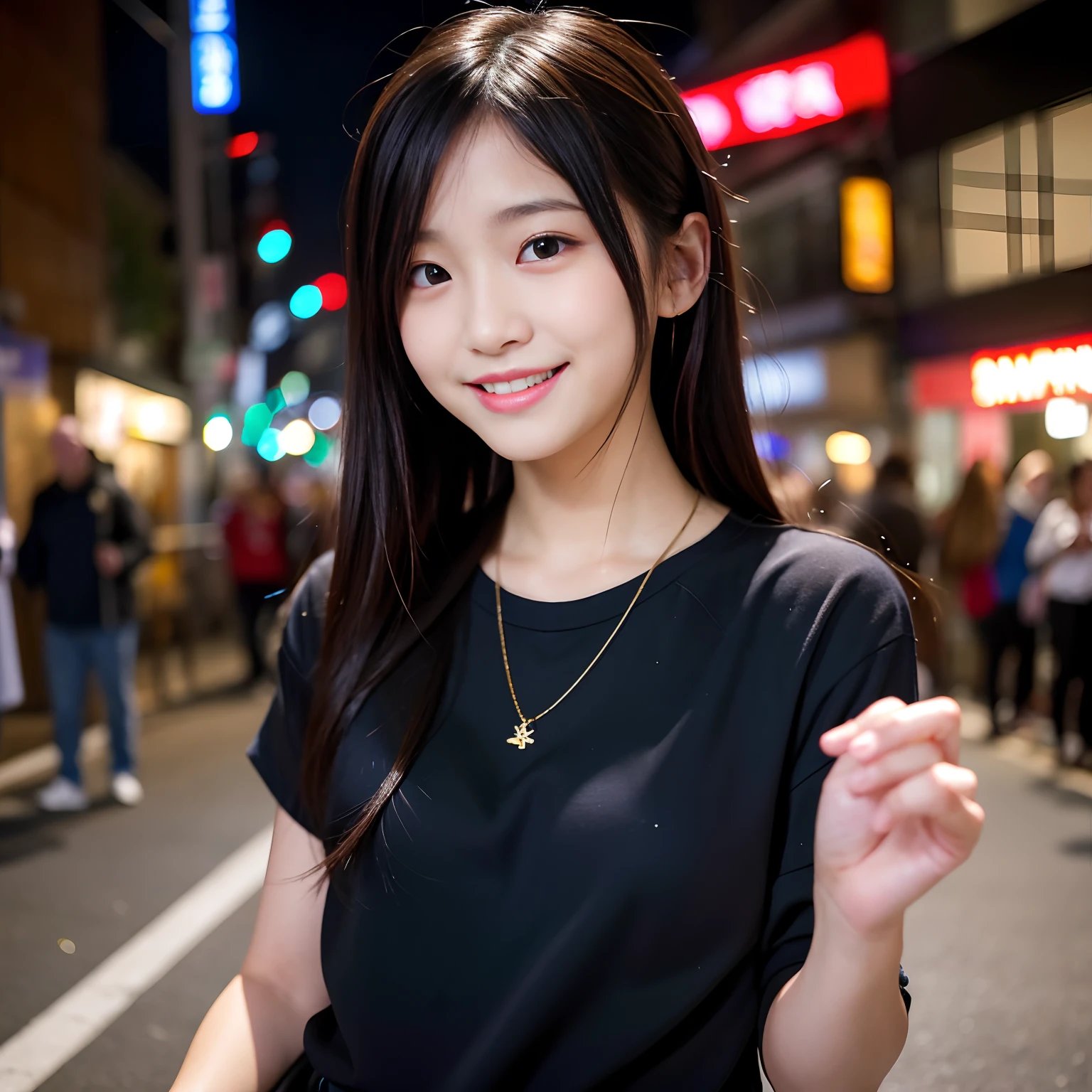 Best-quality, Masterpiece, Ultra-High-Resolution, (Photorealistic:1.4), Raw-Photo, Extremely-Details, Perfect-Anatomy, 

1girl, -yeld, thost popular Japanese idol, on midnight street, portrait, (((((very completely drunk, crazy smiling))))), 

extremely cute face like a most famous Japanese idol, extremely beautiful big black eyes, extremely beautiful black hair, extremely beautiful realistic skins, extremely beautiful and sexy body, 

wearing only untidiness clothes, 

detailed untidiness clothes, detailed drunked drunked face, detailed drunked eyes, detailed lips, detailed hair, detailed skins, detailed sexy body