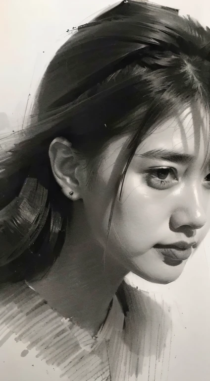 Sketch close-up black & White People Sketch 32K（tmasterpiece，k hd，hyper HD，32K）Black and white background(((sketching)))