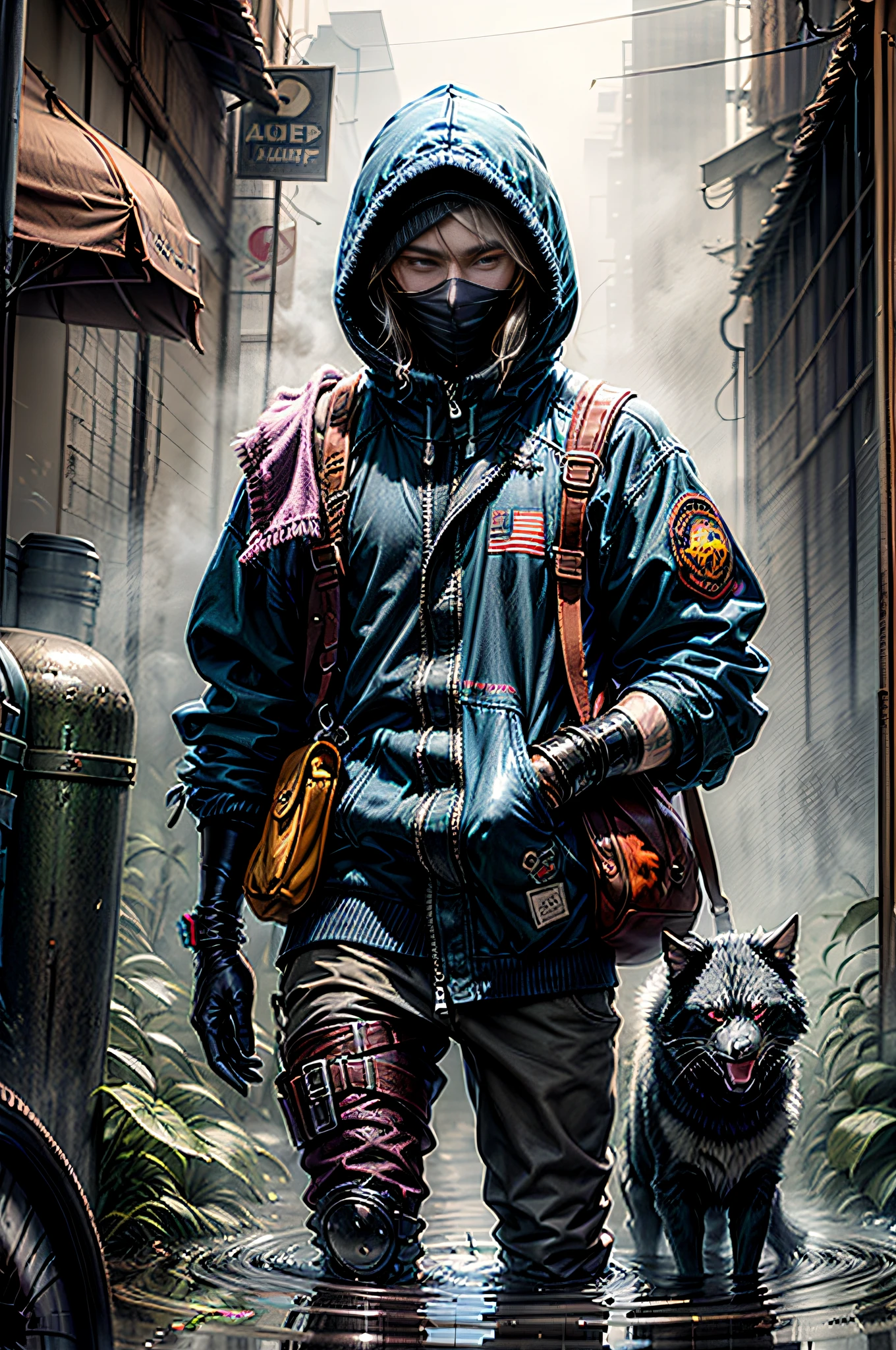 A foggy mask obscured his face,
