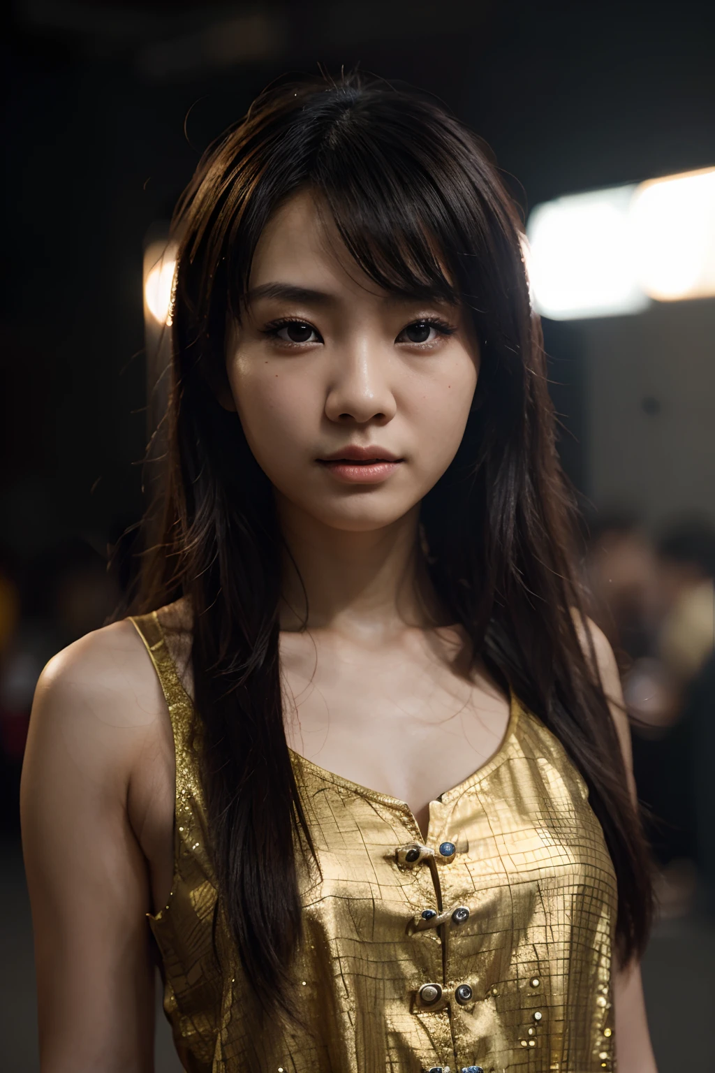 Chinese girl, hair splayed out, Angry, Depth of field, Cinematic lighting, Close-up, f/1.8, Sony FE GM, hyper HD, High details, Textured skin, 16k