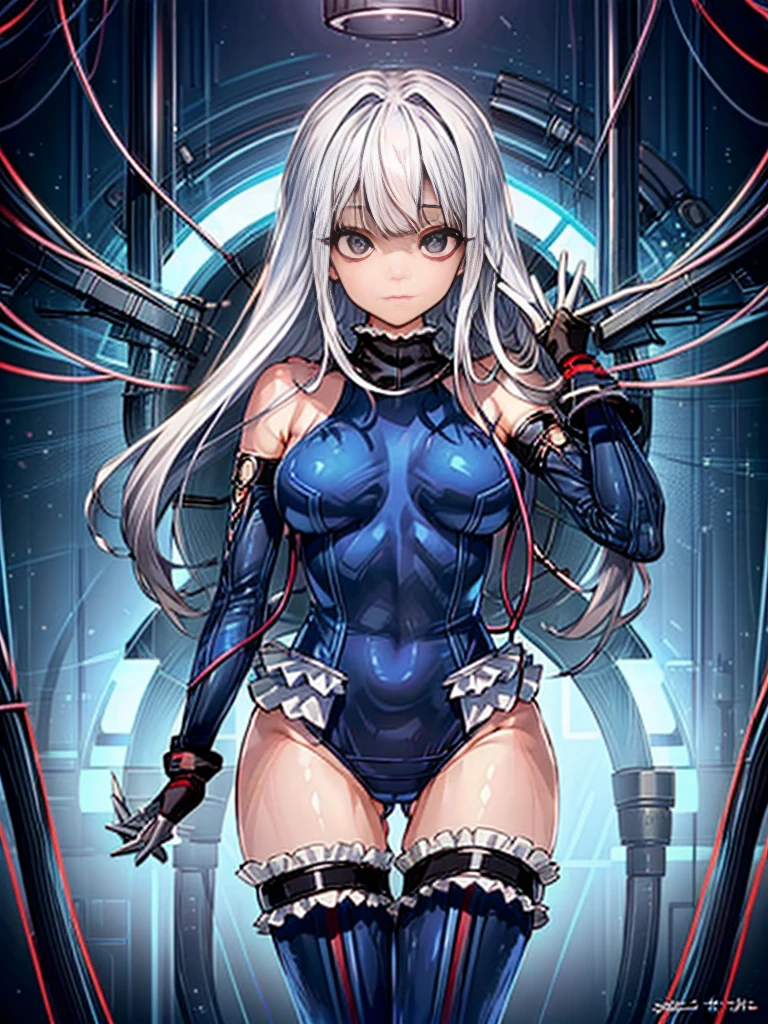 1girl in, ( (digital) ( (Inside a futuristic research facility:1.2), medium breasts, (fril swimsuit, thighs thighs thighs thighs, Detached sleeves)) , Best Quality, marierose,、Hypnorola
Eyes in the sky、1girl in,Emotionless facial expressions,,(Multiple cables and tubes connected to the main unit:1.2)