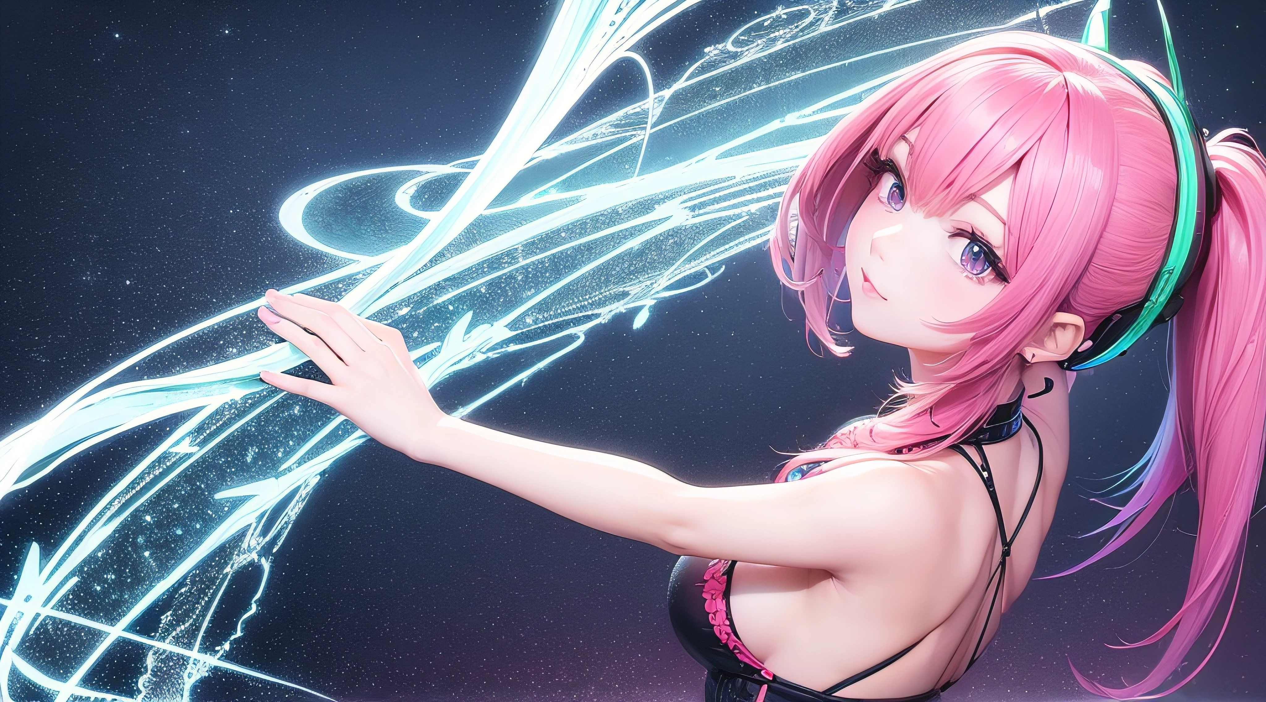 (obra prima) (perfection) (ultrarrealista | | |) (sem defeitos) de anime, neon, noite, sirenes ao redor, musica, ondas sonoras