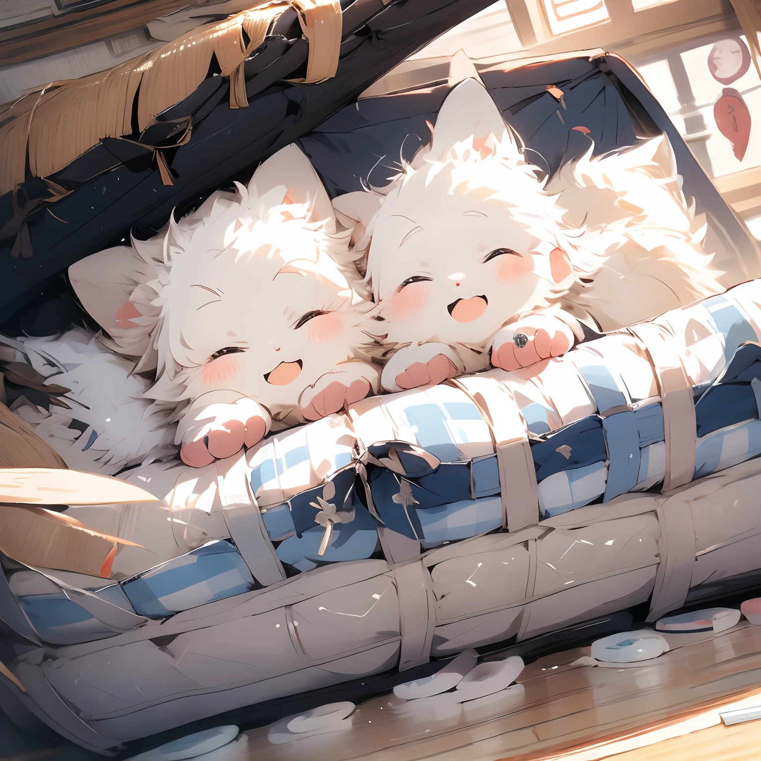 I am sleeping comfortably in the futon,White hair