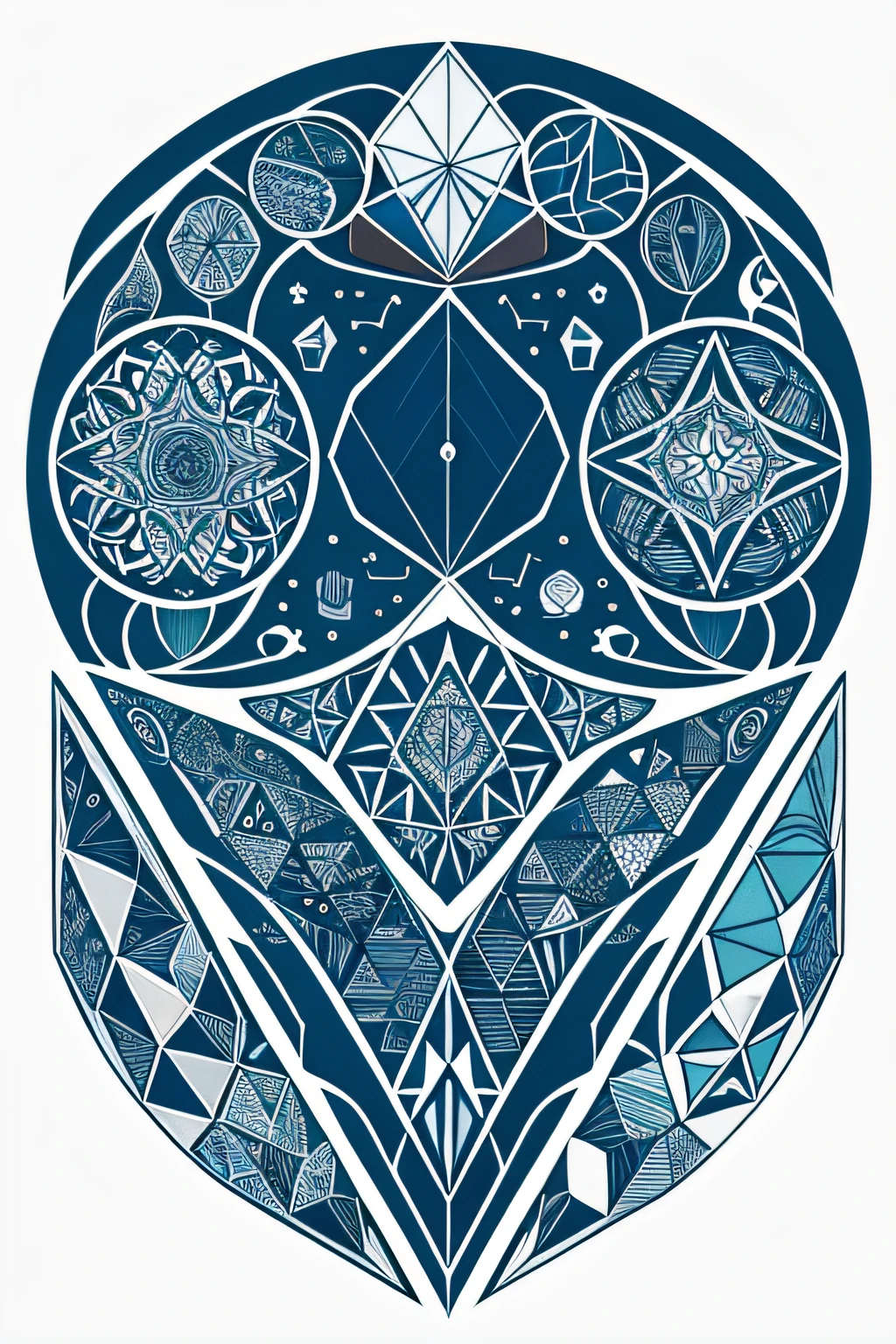Multiple geometric elements combine graphic and colorful images,There is a sense of flow,pen and ink on paper,A sea of whales made up of geometric figures,The graphics are full and rich