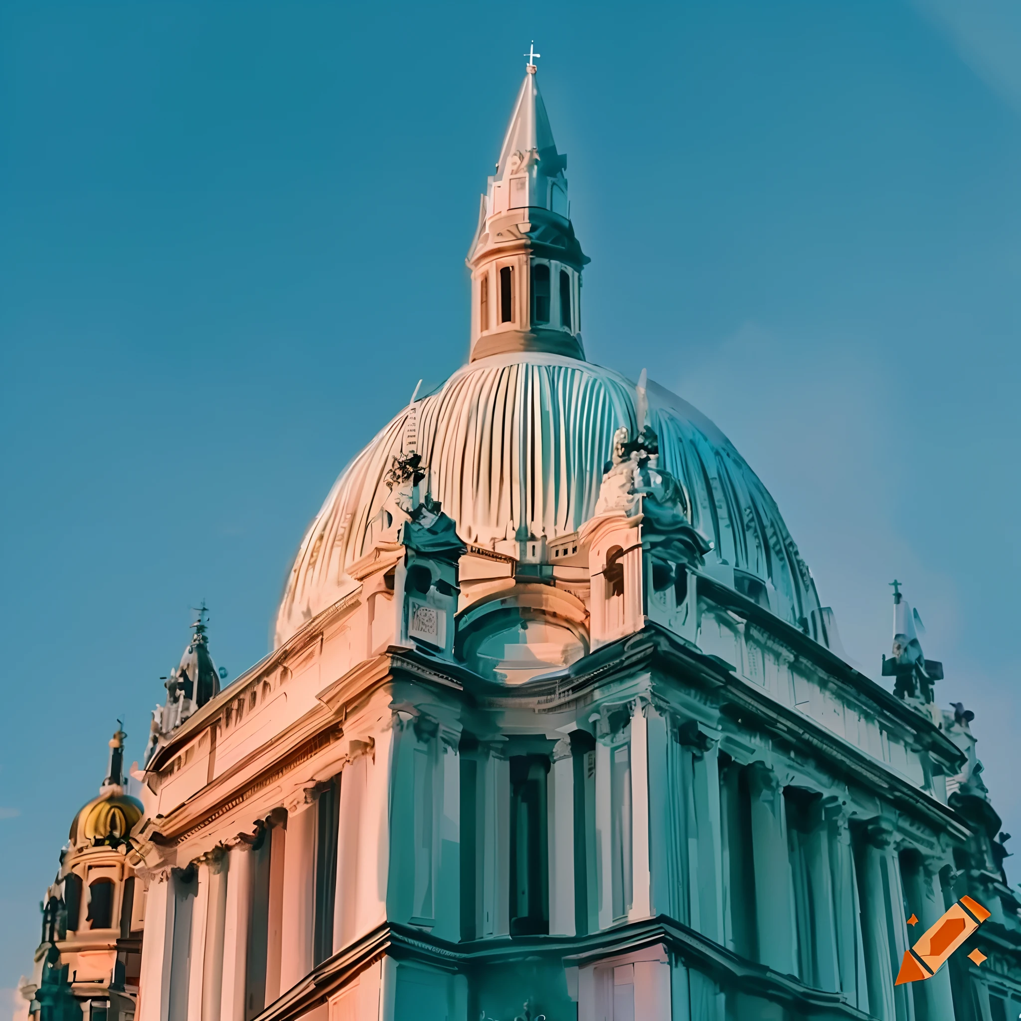 drone view of st. Paul cathedral in Montreal, sun day