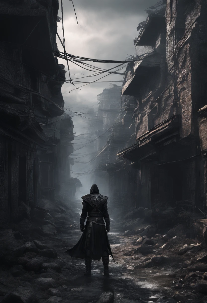 Dark Ninja Geography in Mortal Kombat Style Detailed Hyper-Realism
