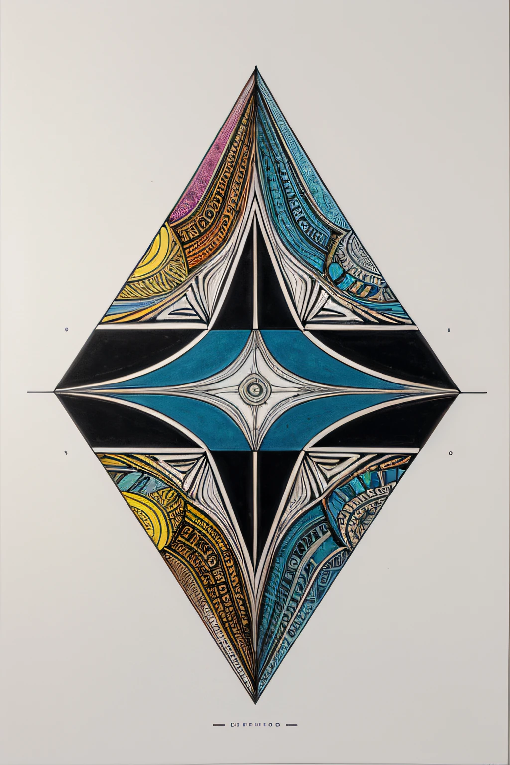 Multiple geometric elements combine graphic and colorful images,There is a sense of flow,There is a sense of order,There is a sense of space,pen and ink on paper,Consists of geometric shapes,The graphics are full and rich