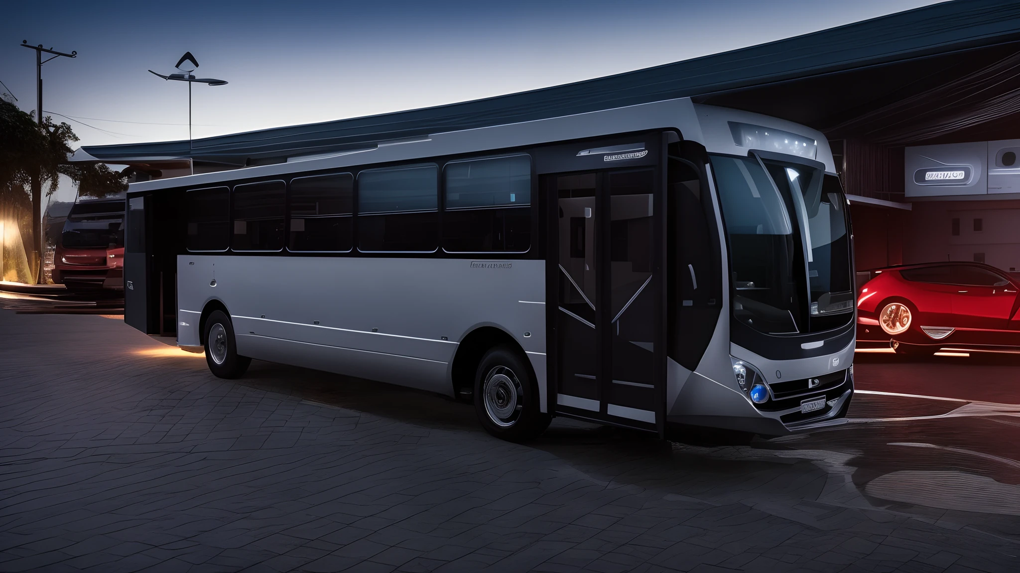It improves the fleets a little and the front of the Trânscol's headlights and 5 Trânscol's windows leaves it in led and the modern flares and Leon green light on the doors, and side parts of the Transcol.