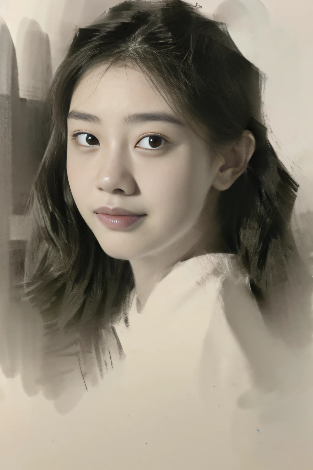 Portrait sketch，1girll，sketching，4K Ultra HD, 超高分辨率, (Photorealistic: 1.4), Best quality，Masterpiece，（pastel colour：1.2）