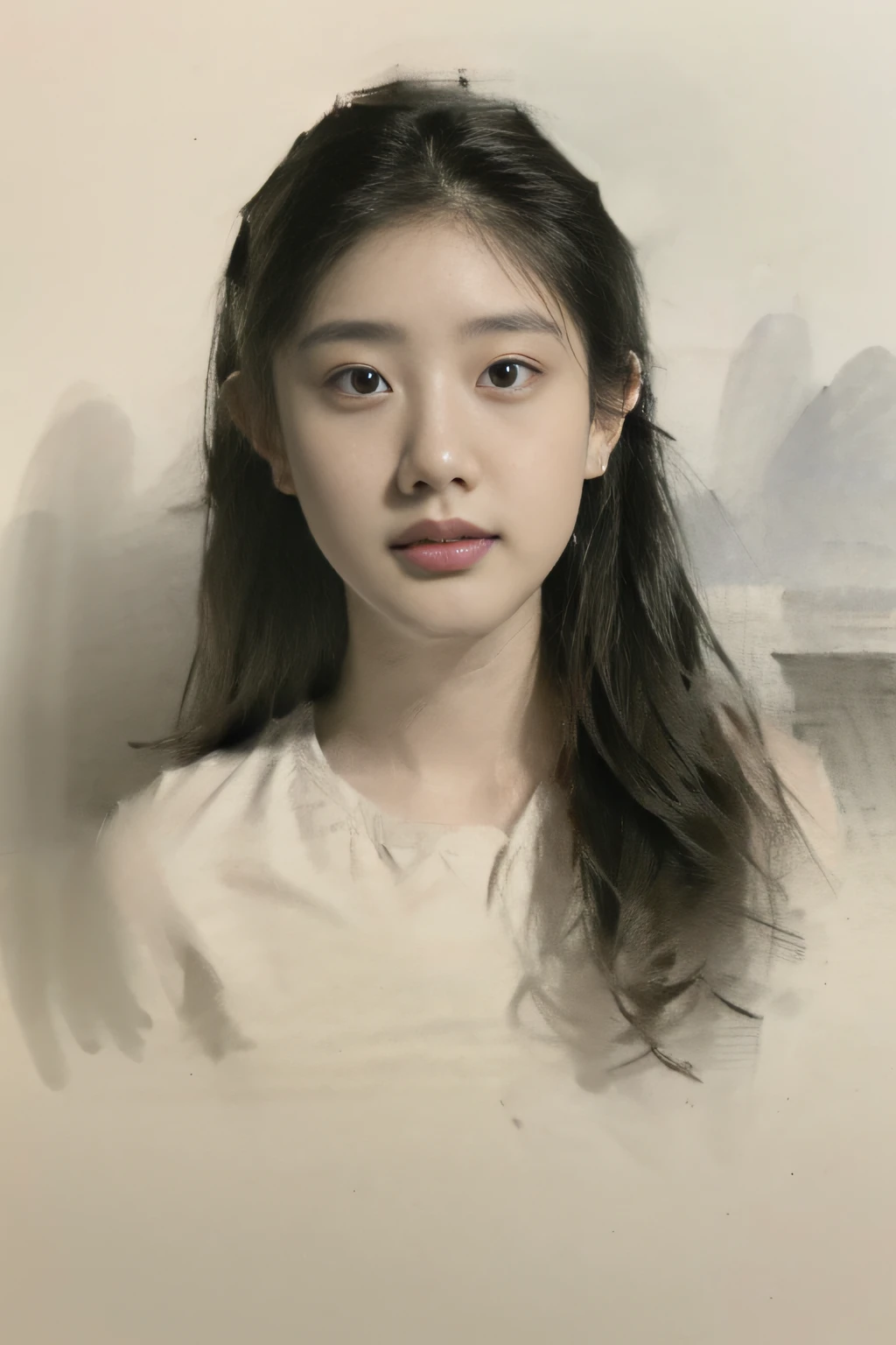 Portrait sketch,1girll,sketching,4K Ultra HD, 超高分辨率, (Photorealistic: 1.4), Best quality,Masterpiece,(pastel colour:1.2)