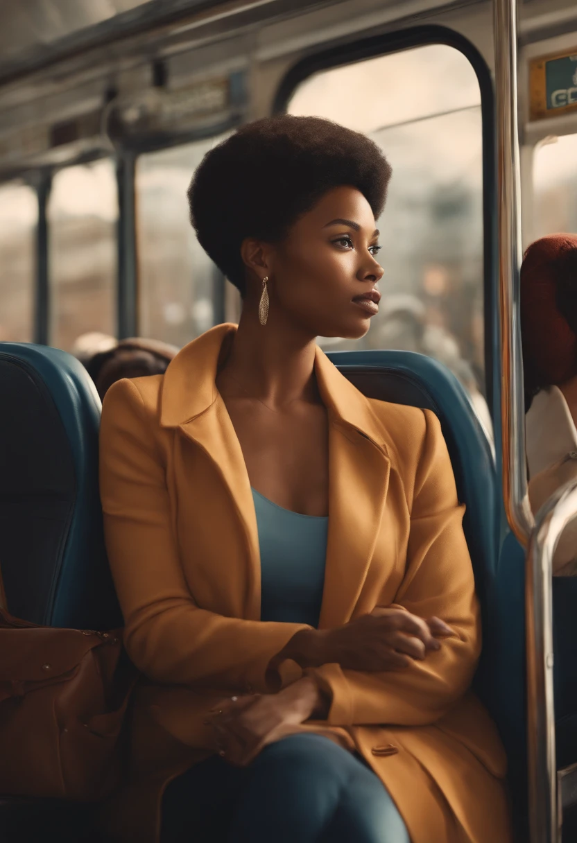 Envision a captivating scene on a crowded bus, with the focal point being a stunning short-haired African American woman. Zoom in on micro-details that emphasize her natural beauty, including the softness in her eyes, the warmth of her soft smile, and the unique features that make her appearance striking.
Capture the authenticity of her skin imperfections, showcasing the beauty in each individual mark and highlighting the diversity of real, unfiltered beauty. Emphasize the texture and details of her short hair, celebrating its natural form and the confidence it exudes.
Consider the lighting within the bus, whether it's the soft glow of natural light filtering through windows or the warm ambiance of artificial lighting. Showcase the woman in a moment of quiet reflection amid the crowded bus, allowing her to stand out as a beacon of genuine beauty in a busy environment.
This detailed prompt aims to inspire a visually compelling depiction of a gorgeous short-haired African American woman on a crowded bus, focusing on micro-details that celebrate her natural features and individuality.