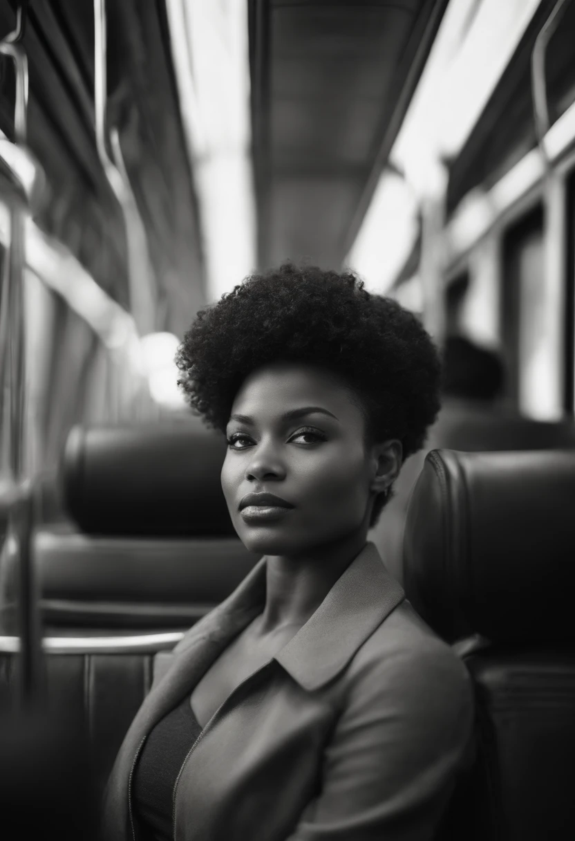 Envision a captivating scene on a crowded bus, with the focal point being a stunning short-haired African American woman. Zoom in on micro-details that emphasize her natural beauty, including the softness in her eyes, the warmth of her soft smile, and the unique features that make her appearance striking.
Capture the authenticity of her skin imperfections, showcasing the beauty in each individual mark and highlighting the diversity of real, unfiltered beauty. Emphasize the texture and details of her short hair, celebrating its natural form and the confidence it exudes.
Consider the lighting within the bus, whether it's the soft glow of natural light filtering through windows or the warm ambiance of artificial lighting. Showcase the woman in a moment of quiet reflection amid the crowded bus, allowing her to stand out as a beacon of genuine beauty in a busy environment.
This detailed prompt aims to inspire a visually compelling depiction of a gorgeous short-haired African American woman on a crowded bus, focusing on micro-details that celebrate her natural features and individuality.