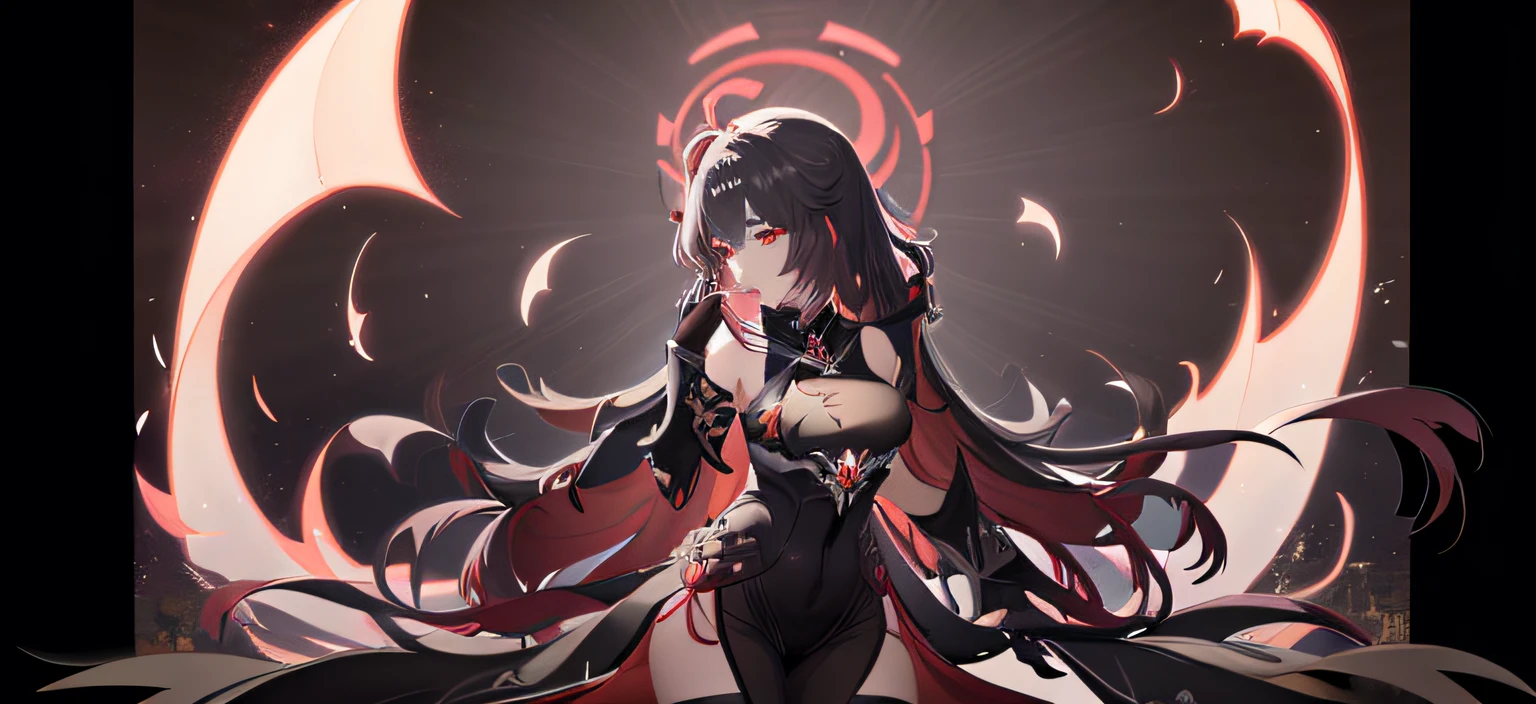 anime figure，Long white hair and black outfit in a circle, Ayaka Genshin impact, Genshin impact's character, ayaka game genshin impact, Keqing from Genshin Impact, video game genshin impact, zhongli from genshin impact, Genshin Impact style, Genshin Impact, shalltear bloodfallen, shalltear from overlord