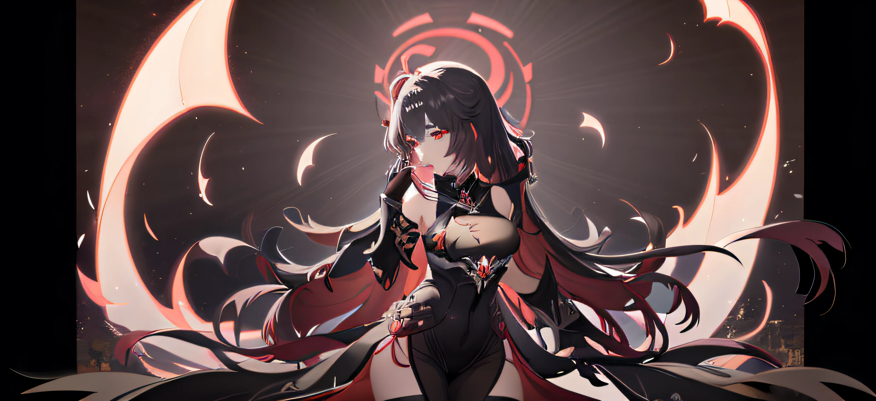 anime figure,Long white hair and black outfit in a circle, Ayaka Genshin impact, Genshin impact's character, ayaka game genshin impact, Keqing from Genshin Impact, video game genshin impact, zhongli from genshin impact, Genshin Impact style, Genshin Impact, shalltear bloodfallen, shalltear from overlord