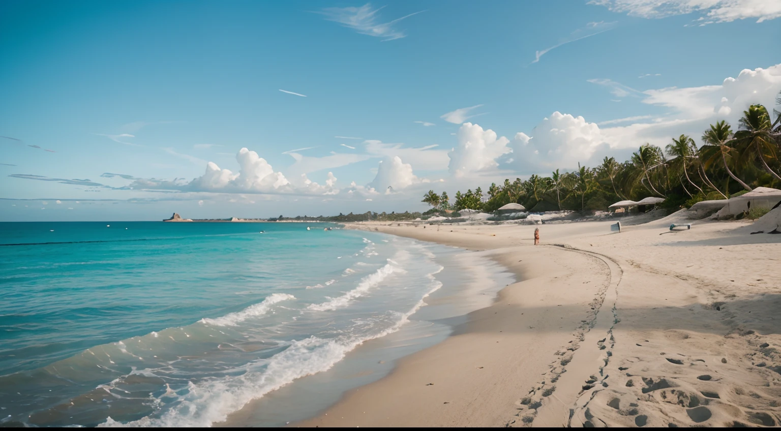 Beach , white sand , Turquoise water in the distance, hyper realisitc, photo
