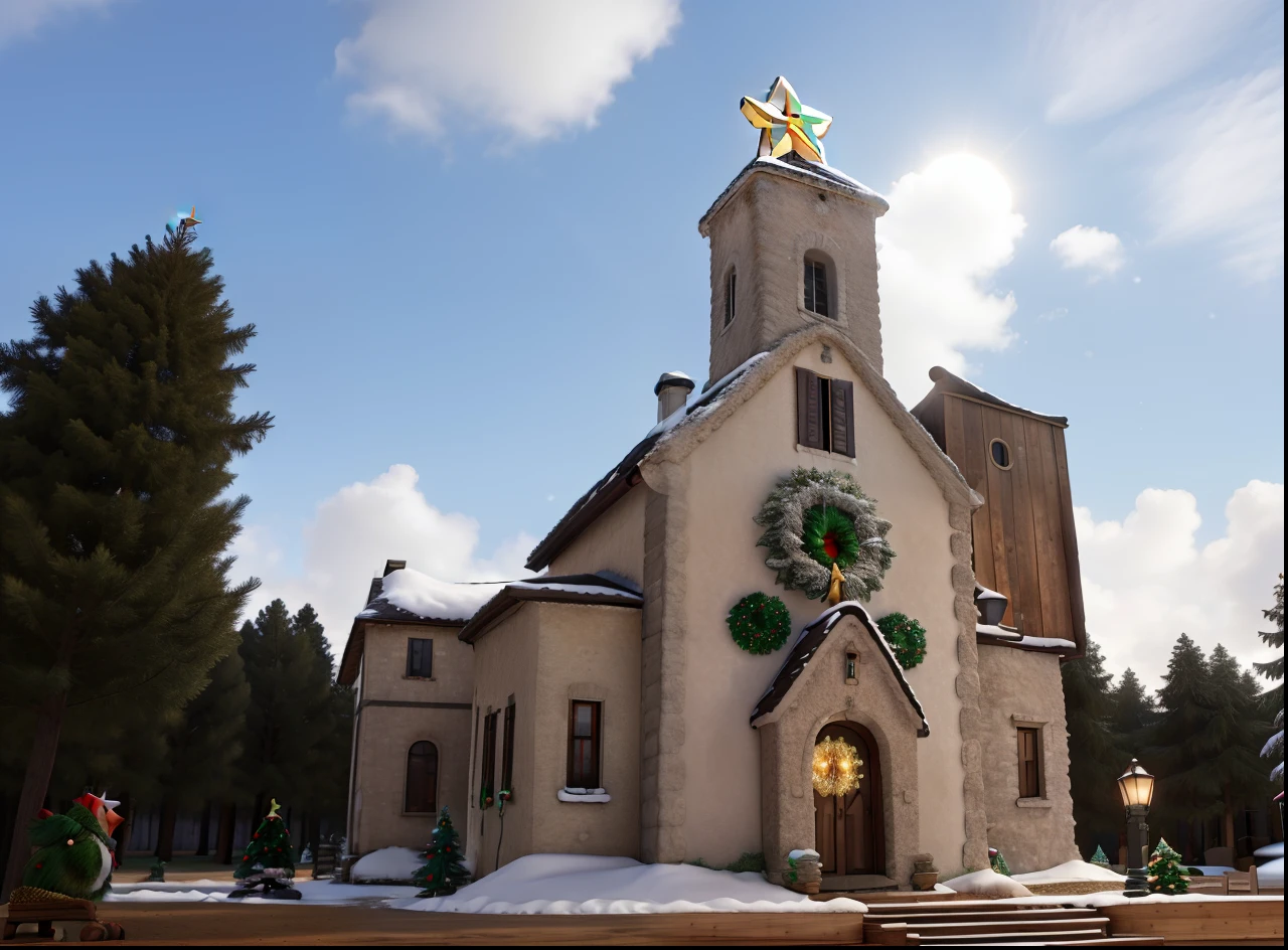 Christmas Decoration, neve e sol forte