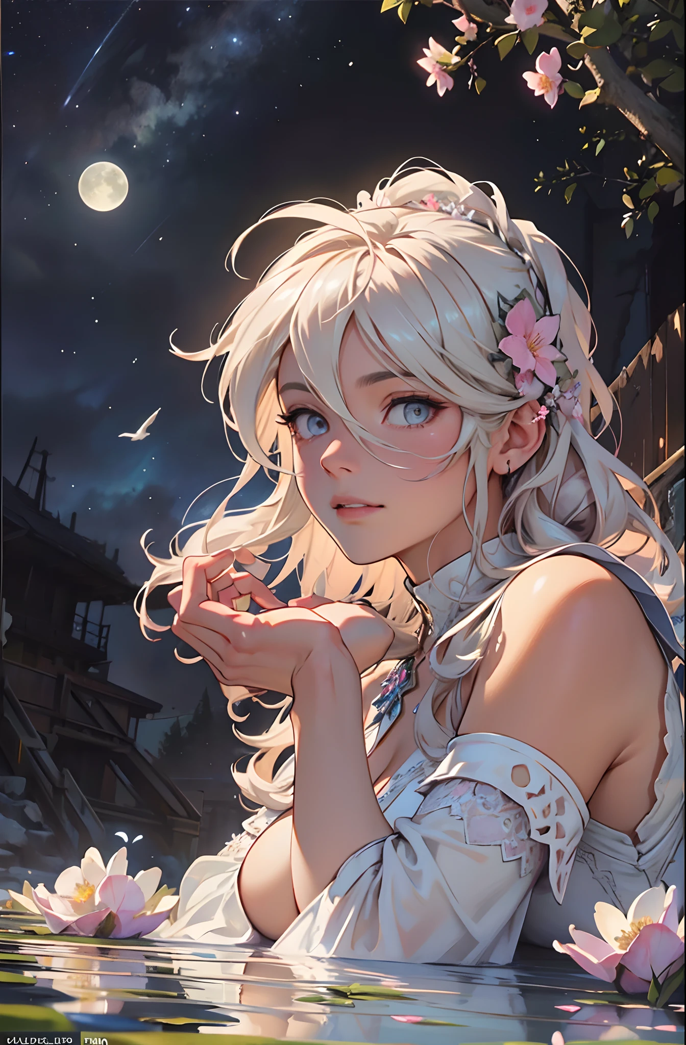 (32k ULTRAHD, Best quality, Masterpiece, ),Castle, Flowers, delicate scene, sky, White clouds, and sunlight shine on the snow-white beach. Birds, Pink flowers and bright large shells, diamond crystal, On the beach, fantasy, Night sky, Moon, Smoke, Fire, Photo, HD, 8K, hyper HD, Super detail, High quality, 1080p,Super detail, High details,Correct anatomy,Ultra photo realsisim, epic realistic, Faded, ((com cores neutras)), (hdr:1.5), (pastel colour:1.2), ultra - detailed, (Art Station:1.5), Cinematic, warm lights, Light effect, Dramaticlight, (Intricate details:1.1), the complex background, Rich gradients, Extreme colors, extreme hight detail, Clear light perception, Break,(Monet, Impresionismo, Oil painting), Correct anatomy,Detailed face, Detailed eyes,A03,,