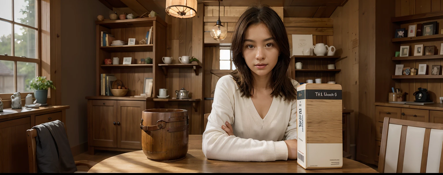 dark oak table, soft studio lighting, On the background of a dark oak shelf, Lots of books on the shelves, снято на Canon EOS 5D Mark IV, снято на Canon EOS 1D X Mark III, Wooden furniture, Wooden walls, Textures look seamless, Comfort