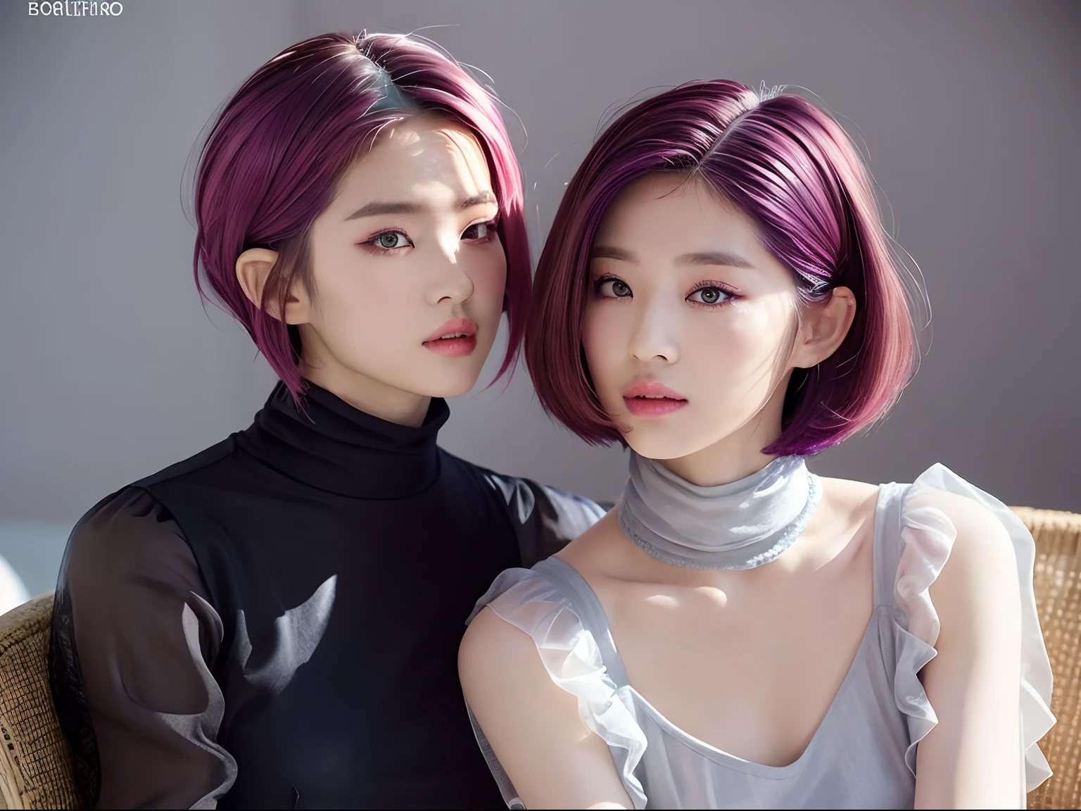 ((top-quality、8K、masterpiece:1.3))、foco nítido:1.2、Perfect beauty:1.4、Asymmetrical Hairstyles:1.2、((Creative Hair:1.8))、(Super Berry Shorthair:1.8)、(Modern style:1.2)、High-definition face and skin texture、Narrow-eyed、二重まぶた、Bewitching psychedelic makeup、Hair Contest、Rainbow Hair Color、Hair Contest、Art Works、Outrageous hairstyles、Dusty background、Inorganic background、Take your eyes off、Design Hair、Sheared hair、Voluminous organza dress、Hair like a man、Waffle Hair、(dark ilumination:1.8)、Competition Films、high fashion、cowboy shot、Sit on a chair with your knees in your hands、(Works like a single page of VOGE:1.8)、Hair fluttering in strong winds、hair that stands on end、colorful makeup、(Spiky Shorthair:1.5)、Nostalgic depiction、colorful makeup、The light hitting the face is dim.、(1 In the dark.7)、Turtleneck Organza