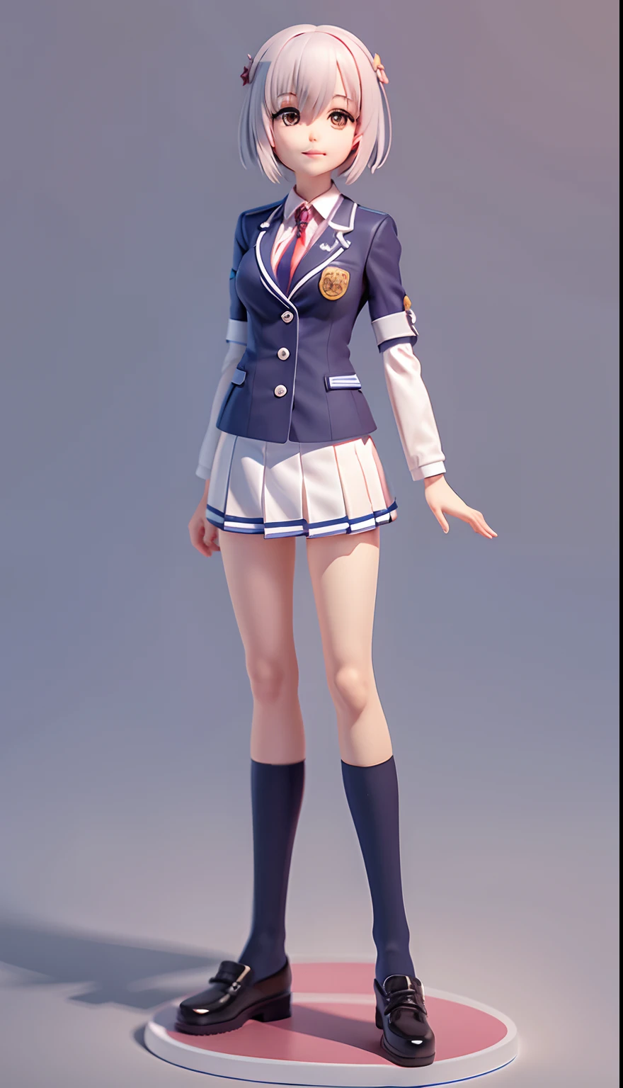 blind box toy style, a woman in a school uniform is standing with her hands out, happy face, magical school student uniform, beautiful anime high school girl, official character art, tobiichi origami from date a live, anime girl named tobiichi origami, single character full body, a hyperrealistic schoolgirl, anime vtuber full body model, anime full body illustration