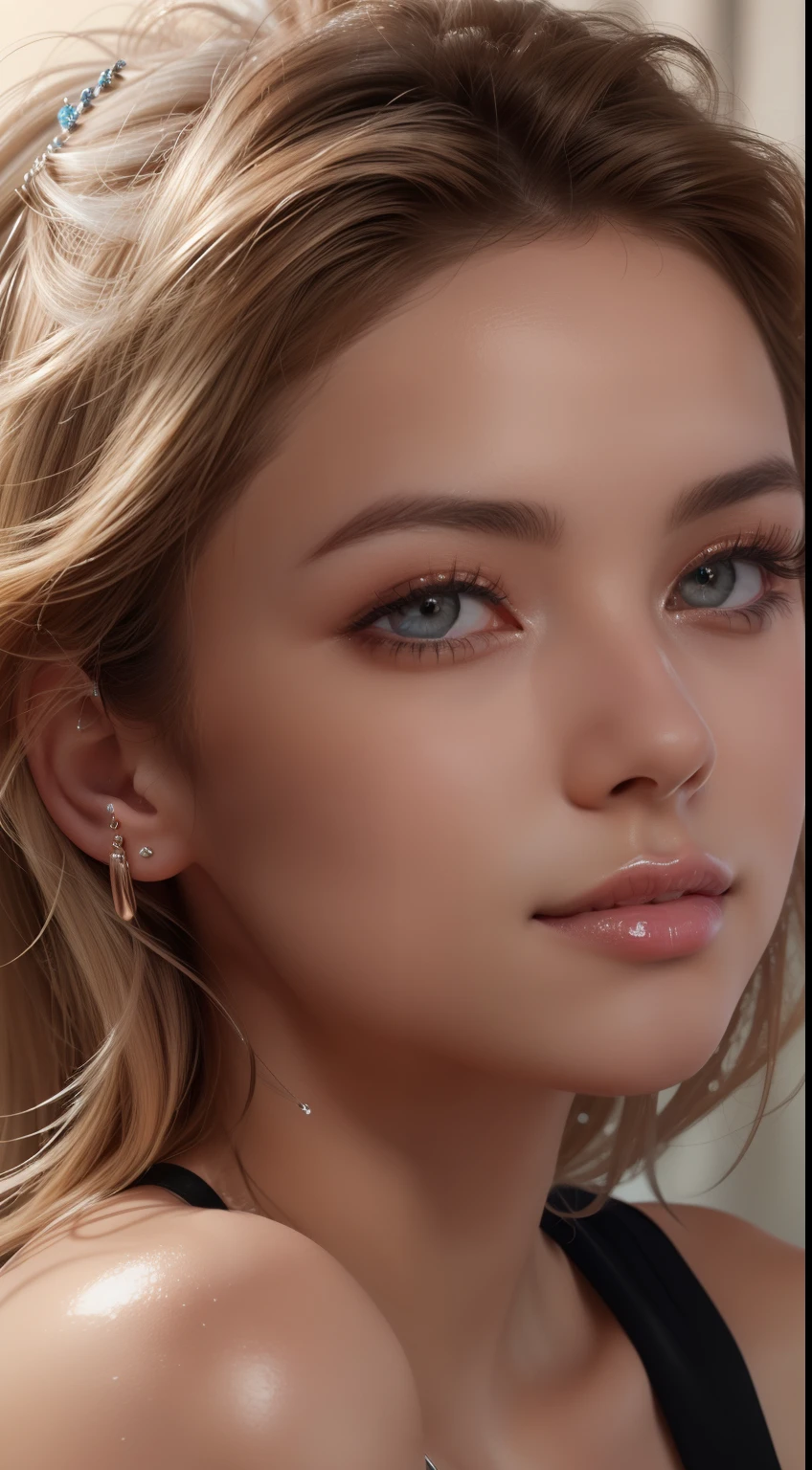 (8k, RAW photo, photorealistic:1.25) ,( lipgloss, eyelashes, gloss-face, glossy skin, best quality, ultra highres, depth of field, chromatic aberration, caustics, Broad lighting, natural shading), looking at viewer with a serene and goddess-like happiness,