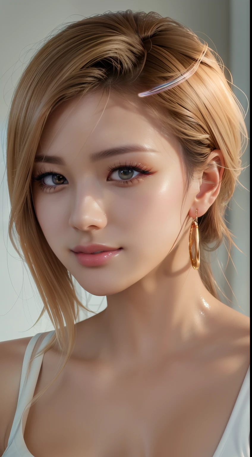 (8k, RAW photo, photorealistic:1.25) ,( lipgloss, eyelashes, gloss-face, glossy skin, best quality, ultra highres, depth of field, chromatic aberration, caustics, Broad lighting, natural shading,Kpop idol) looking at viewer with a serene and goddess-like happiness,