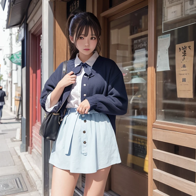 high-level image quality、femele、校服、In the street、cafes